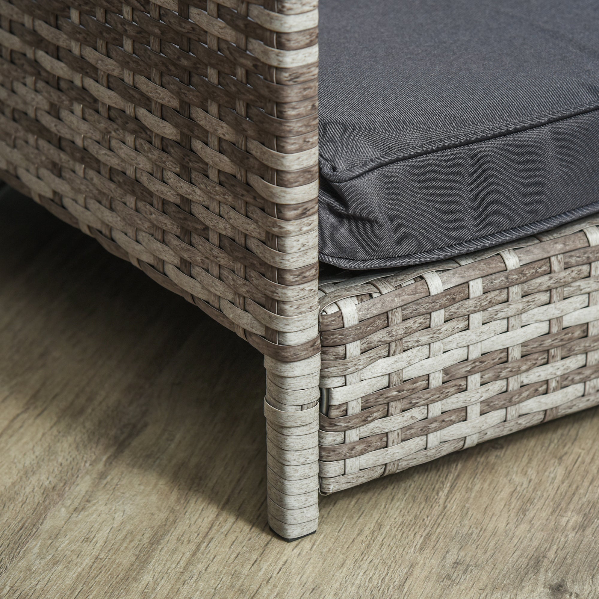 PawHut Wicker Dog House, Rattan Pet Bed, with Removable Cushion, Canopy, for Small and Medium Dogs - Dark Grey - North Peak Garden Furniture