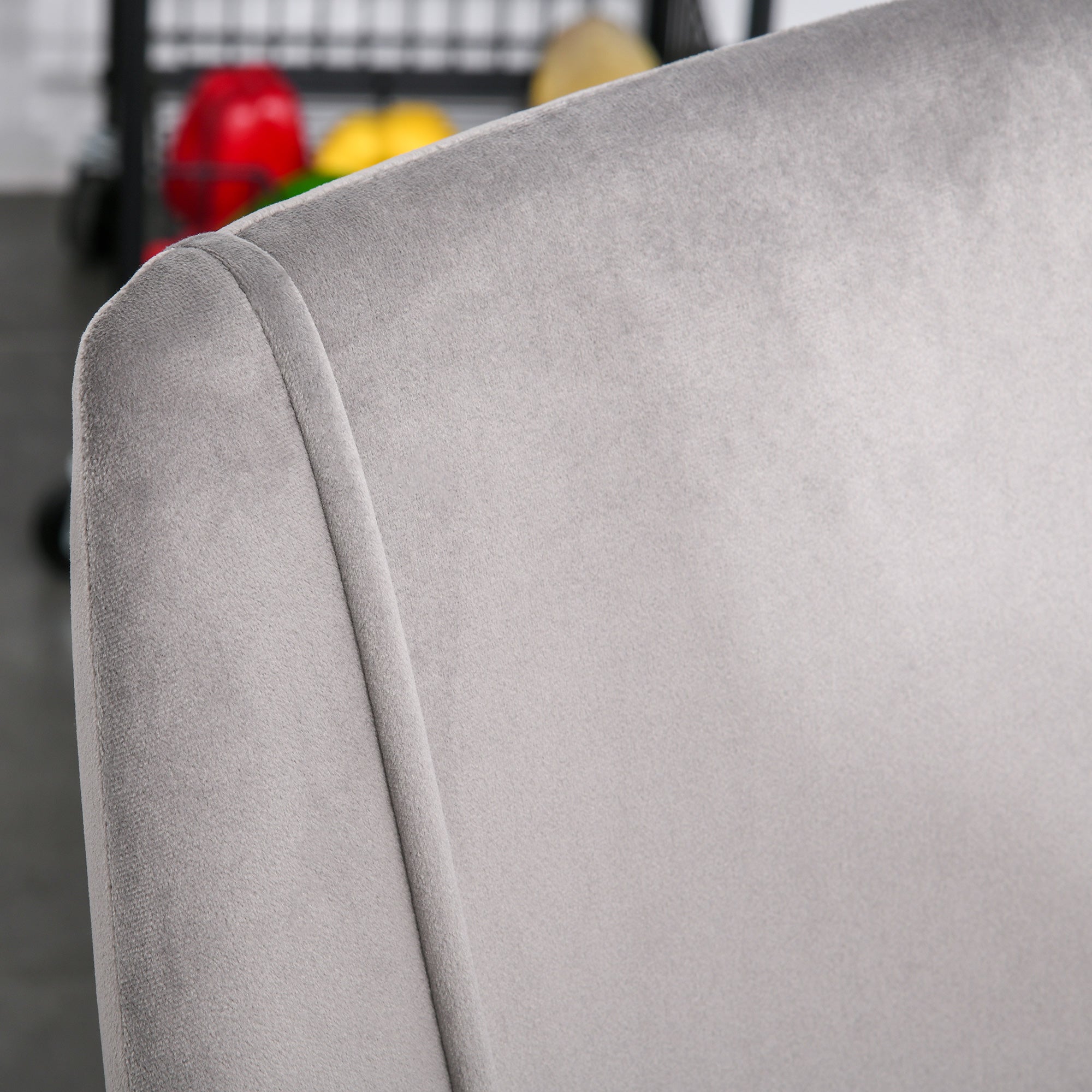 HOMCOM Dining Chairs Set of 2, Modern Upholstered Velvet-Touch Fabric Accent High Back Chairs with Metal Legs for Kitchen, Grey - North Peak Garden Furniture