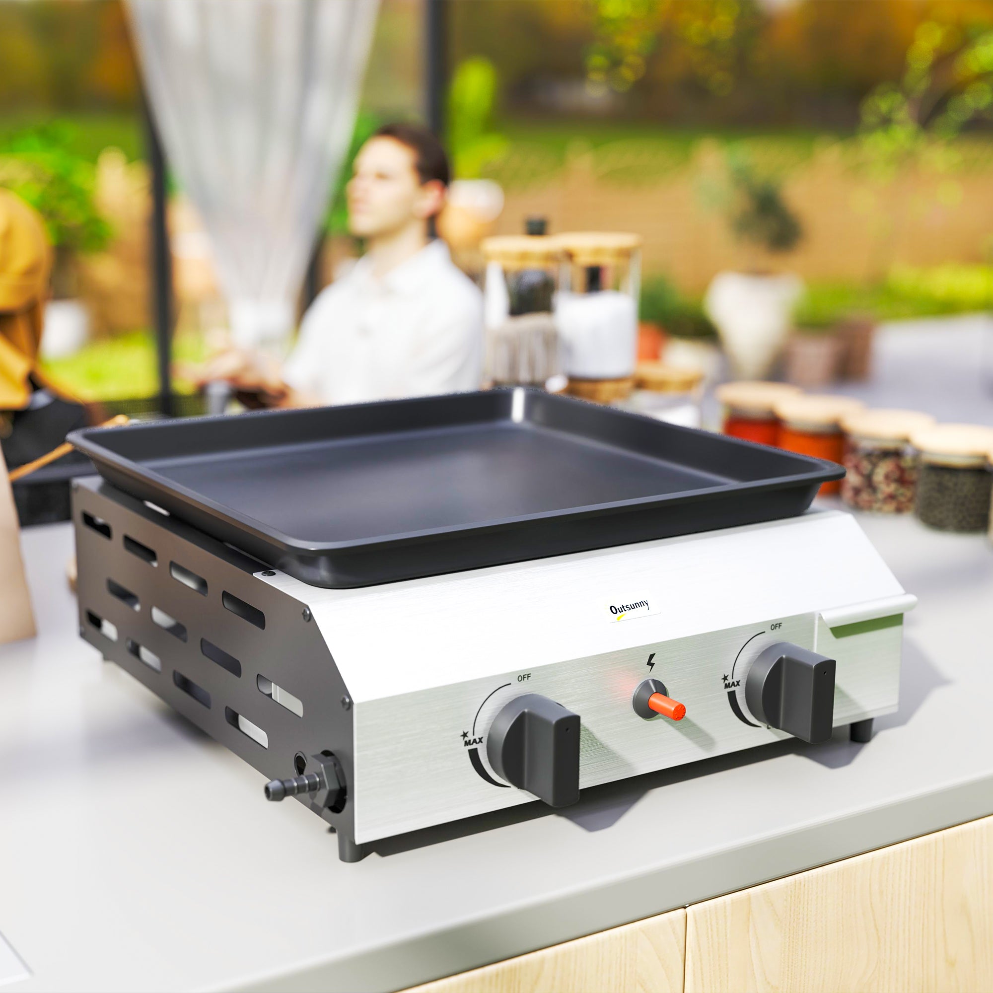 Outsunny Two Burner Portable Gas Grill - North Peak Garden Furniture