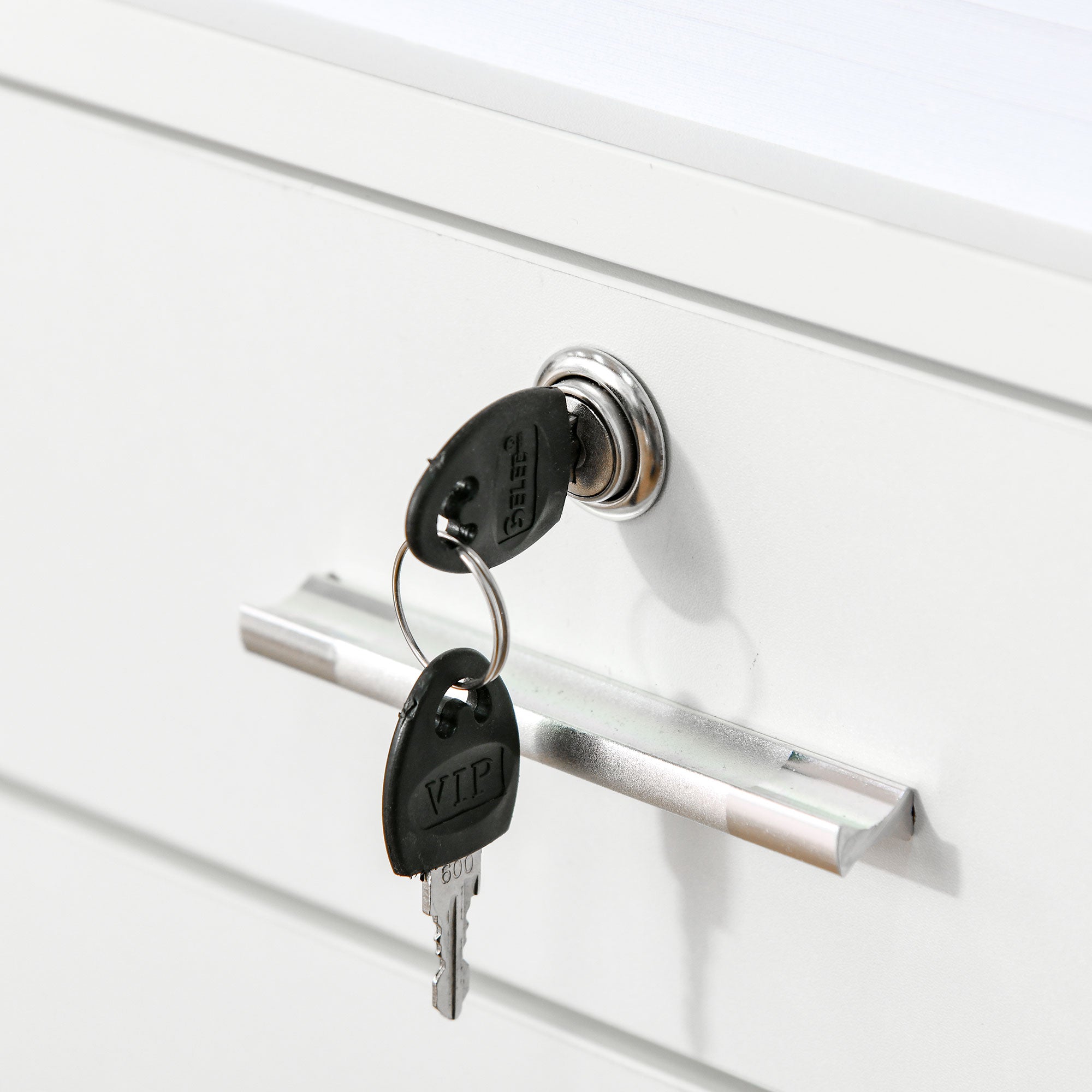 Vinsetto Lockable Two-Drawer Filing Cabinet, with Wheels - White - North Peak Garden Furniture