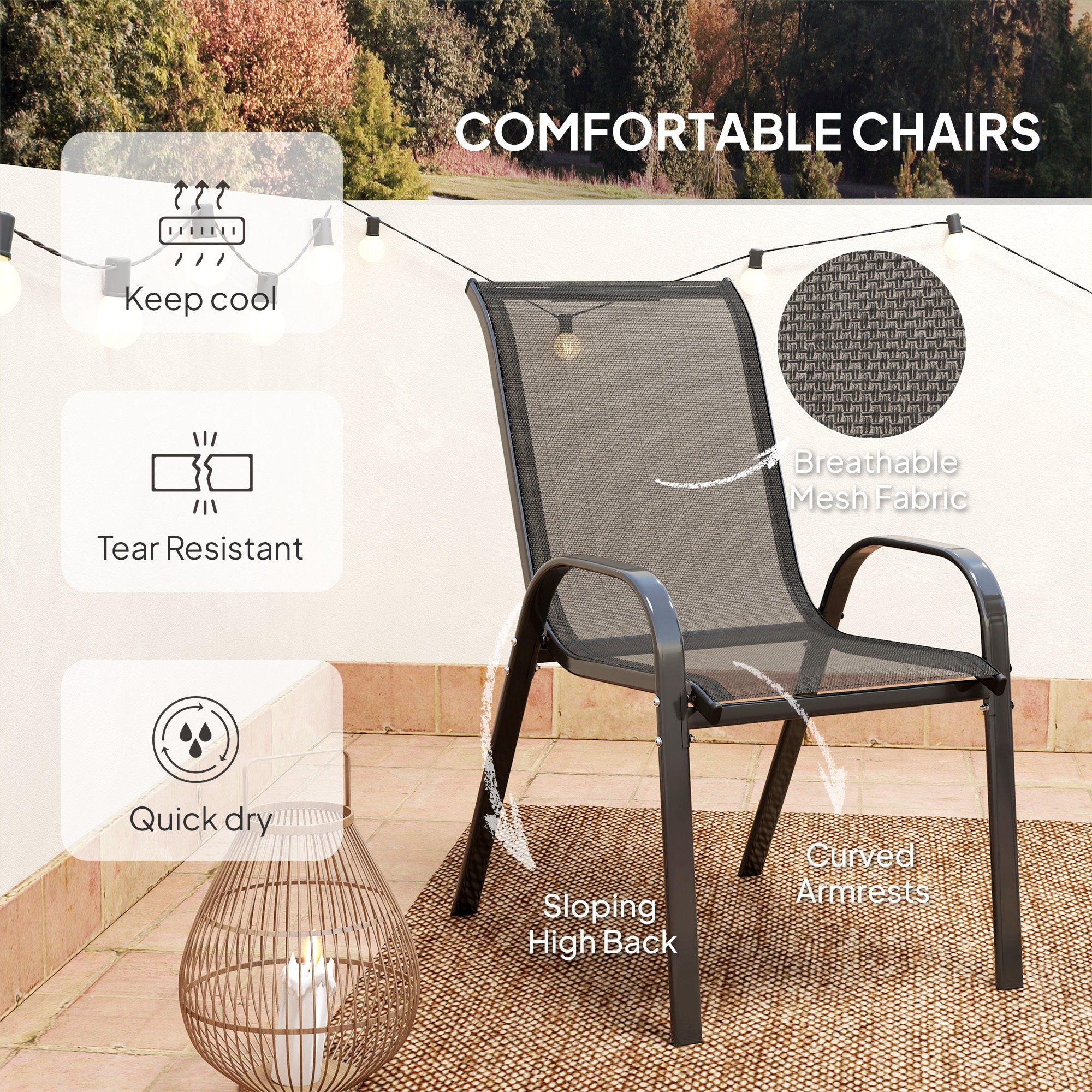 Outsunny Three-Piece Outdoor Garden Set - Black - North Peak Garden Furniture