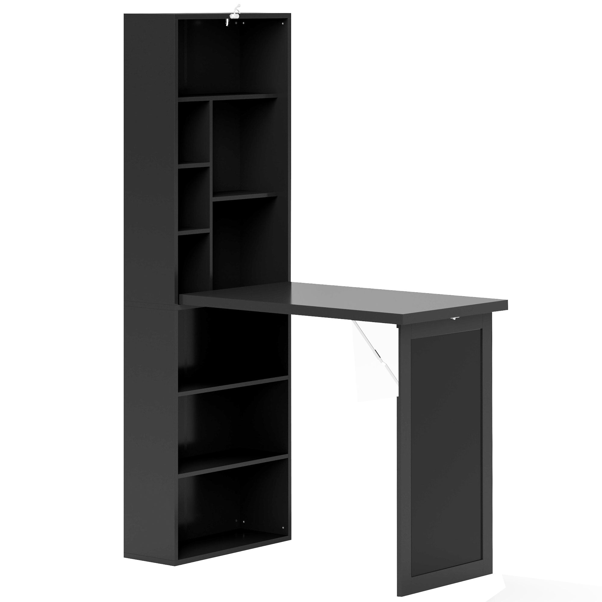 HOMCOM Three-Part Work Desk, with Storage and Chalkboard - Black - North Peak Garden Furniture