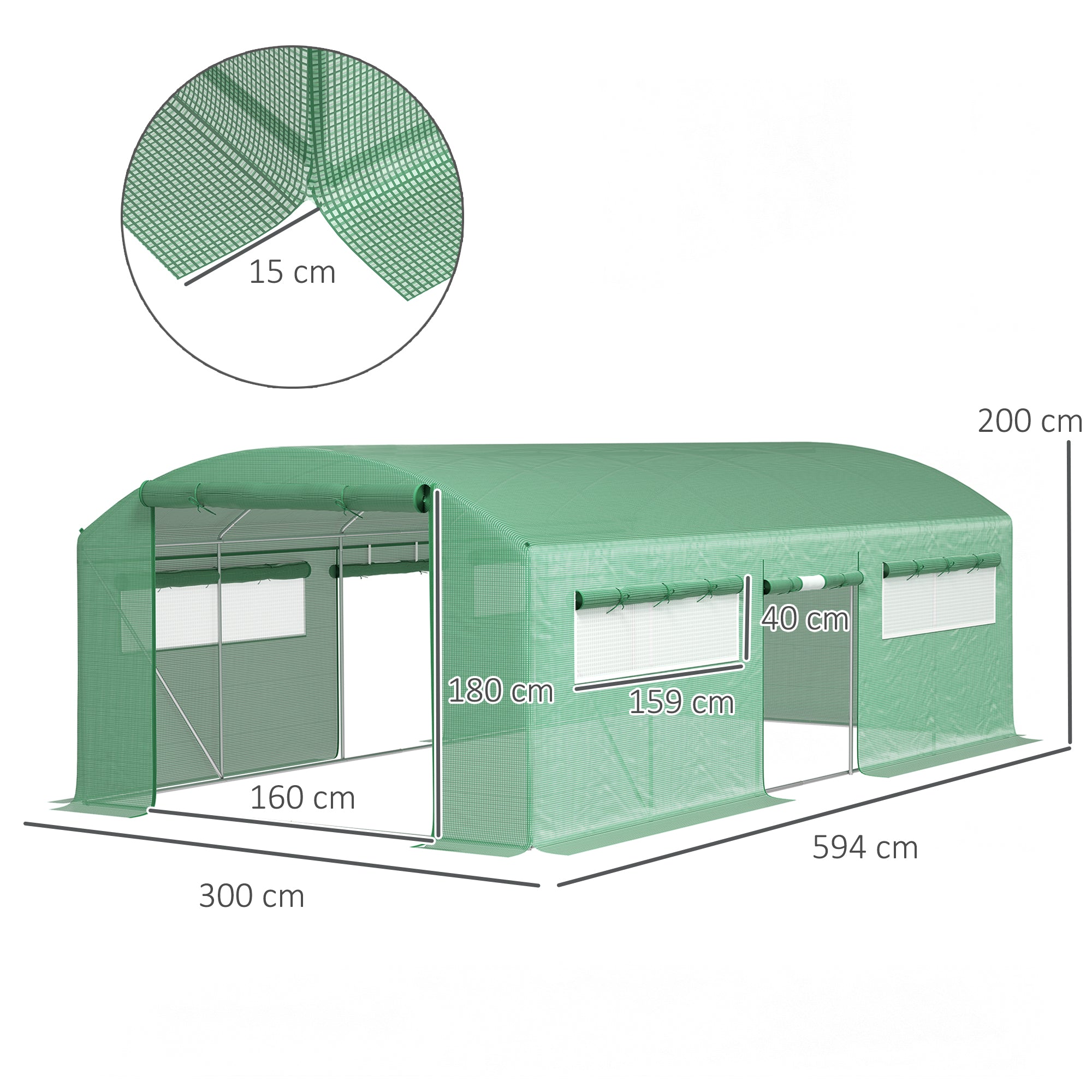 Outsunny 19 x 9.8ft Walk-In Polytunnel Greenhouse - Green - North Peak Garden Furniture