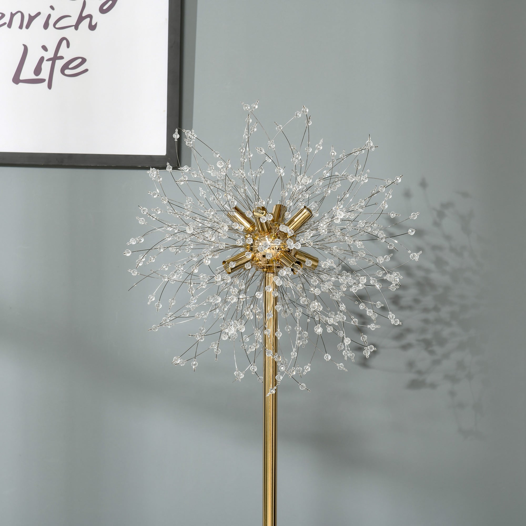 HOMCOM 160cm Dandelion-Crystallite Floor Lamp, with Foot Switch - North Peak Garden Furniture