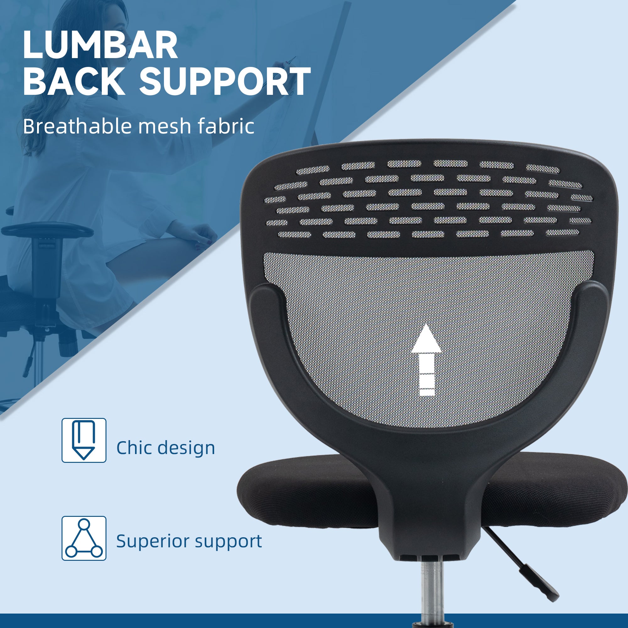 Vinsetto Drafting Chair, Swivel Office Draughtsman Chair, Mesh Standing Desk Chair with Lumbar Support, Adjustable Foot Ring, Armless, Grey - North Peak Garden Furniture