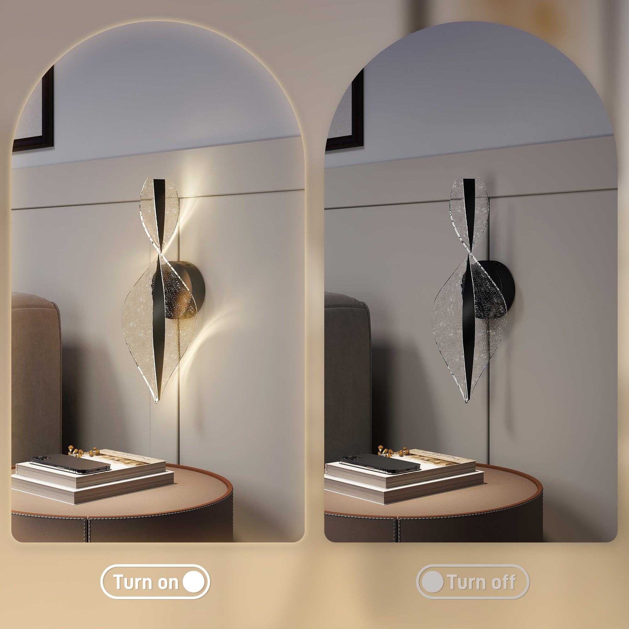 HOMCOM Led Wall Lamp 2 Pack, 13W Modern Indoor Spiral Wall Light, Colour Temperature Adjustable 3000K/4000K/6500K, for Bedroom, Living Room, Hallway, Stairs, Black - North Peak Garden Furniture