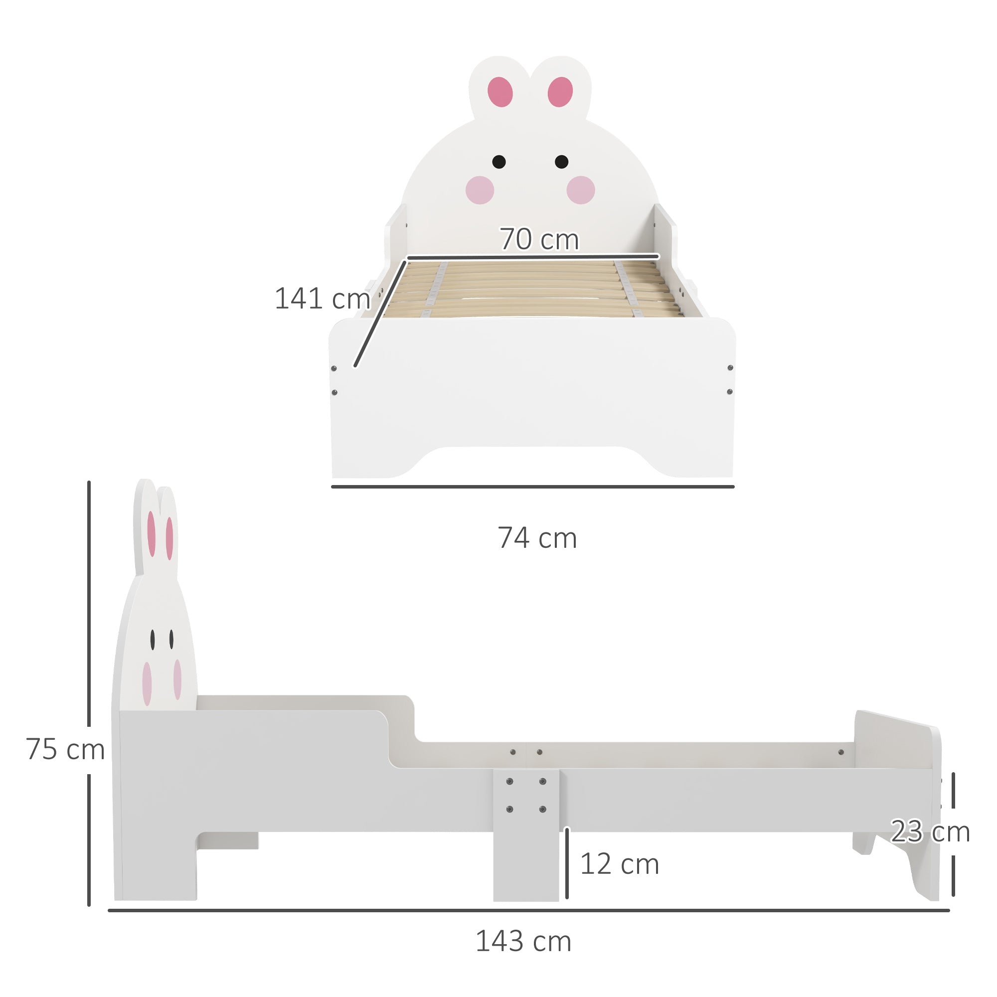 ZONEKIZ Rabbit-Designed Toddler Bed, Kids Bedroom Furniture - White - North Peak Garden Furniture