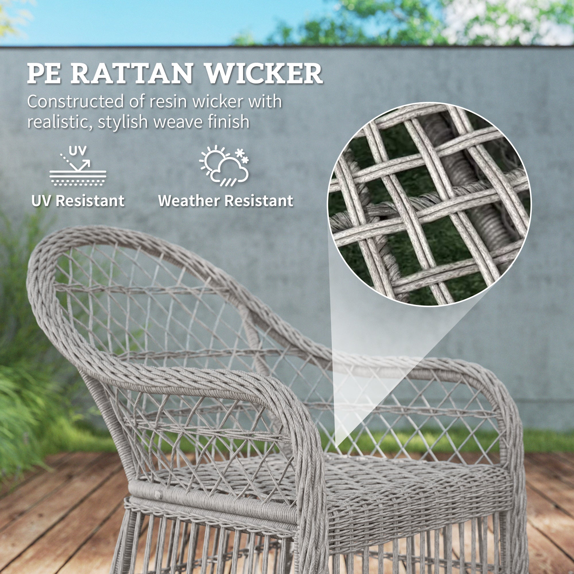 Outsunny Rattan Dining Set with Seat and Back Cushions, 6 Seater Garden Furniture Set with Aluminium Frame, 6 Chairs, WPC Top Rectangle Table, Conservatory Wicker Patio Furniture, Grey - North Peak Garden Furniture