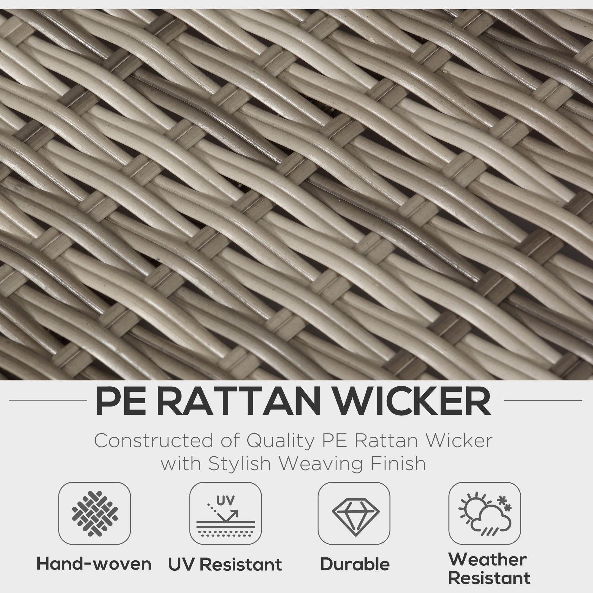 Outsunny 4 PCs Rattan Garden Furniture Outdoor Sectional Corner Sofa and Coffee Table Set  Conservatory Wicker Weave Furniture with Armrest and Cushions - Light Grey