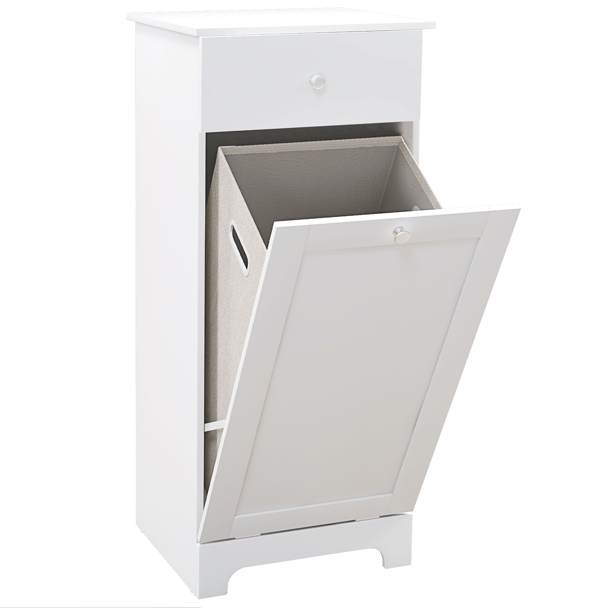 HOMCOM Single Hamper Laundry Storage Cabinet - White