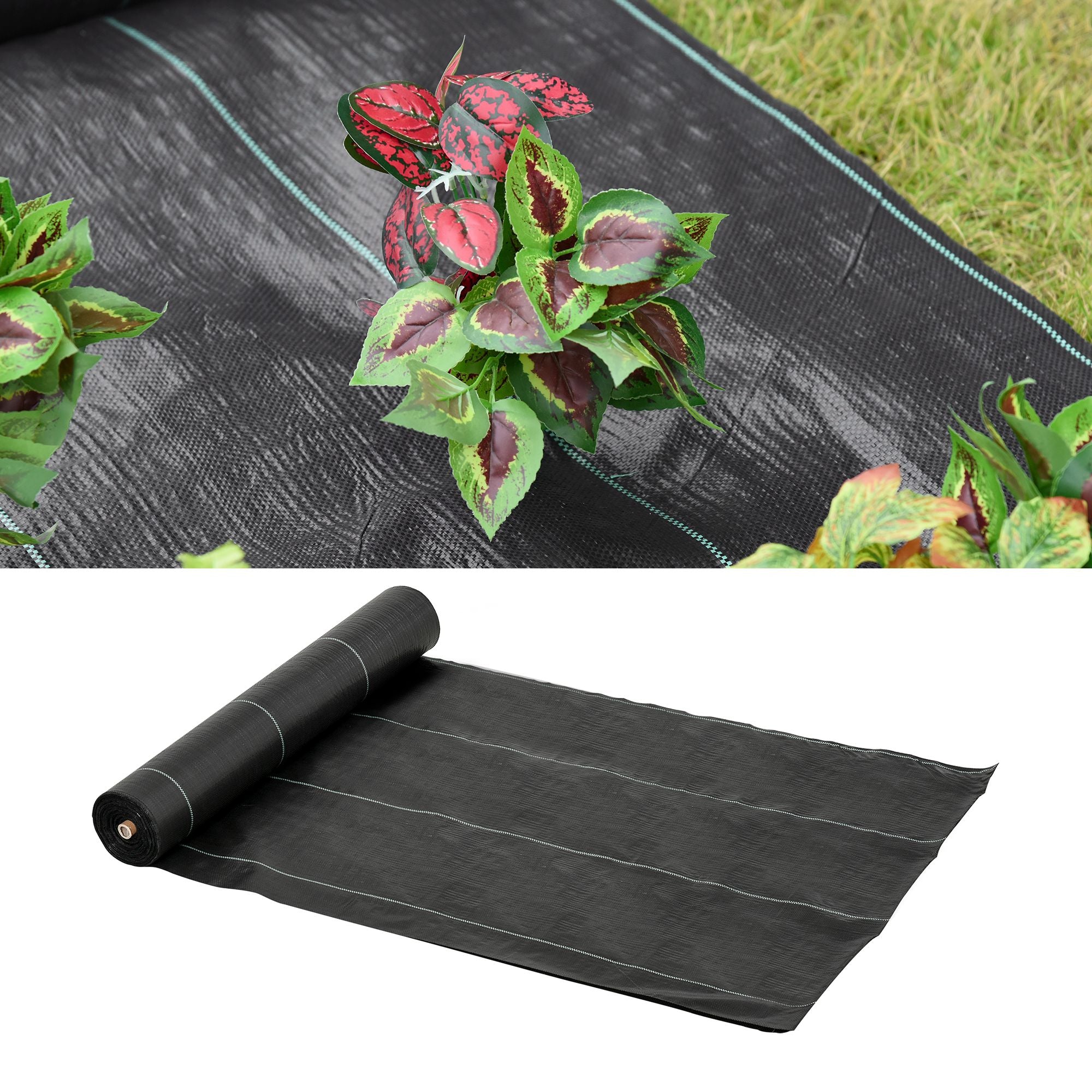 Outsunny Weed Control Fabric, 2x50m, Premium Gardener's Landscape Mat, Durable, Heavy-Duty, Easy Setup