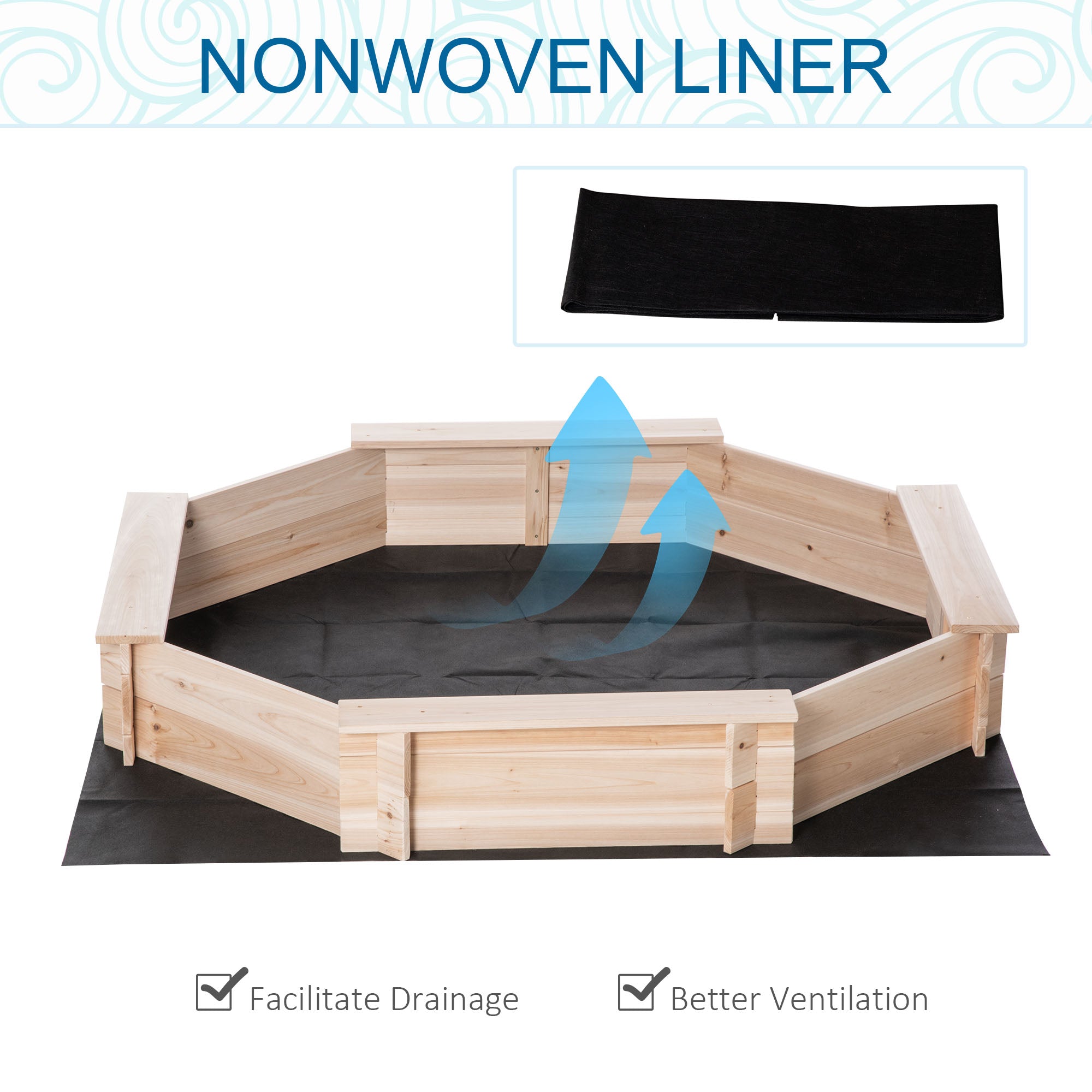 Outsunny Kids Wooden Sand Pit Children Sandbox with Cover Outdoor Playset for Backyard for 3-8 years 139.5 x 139.5 x 21.5 cm - North Peak Garden Furniture