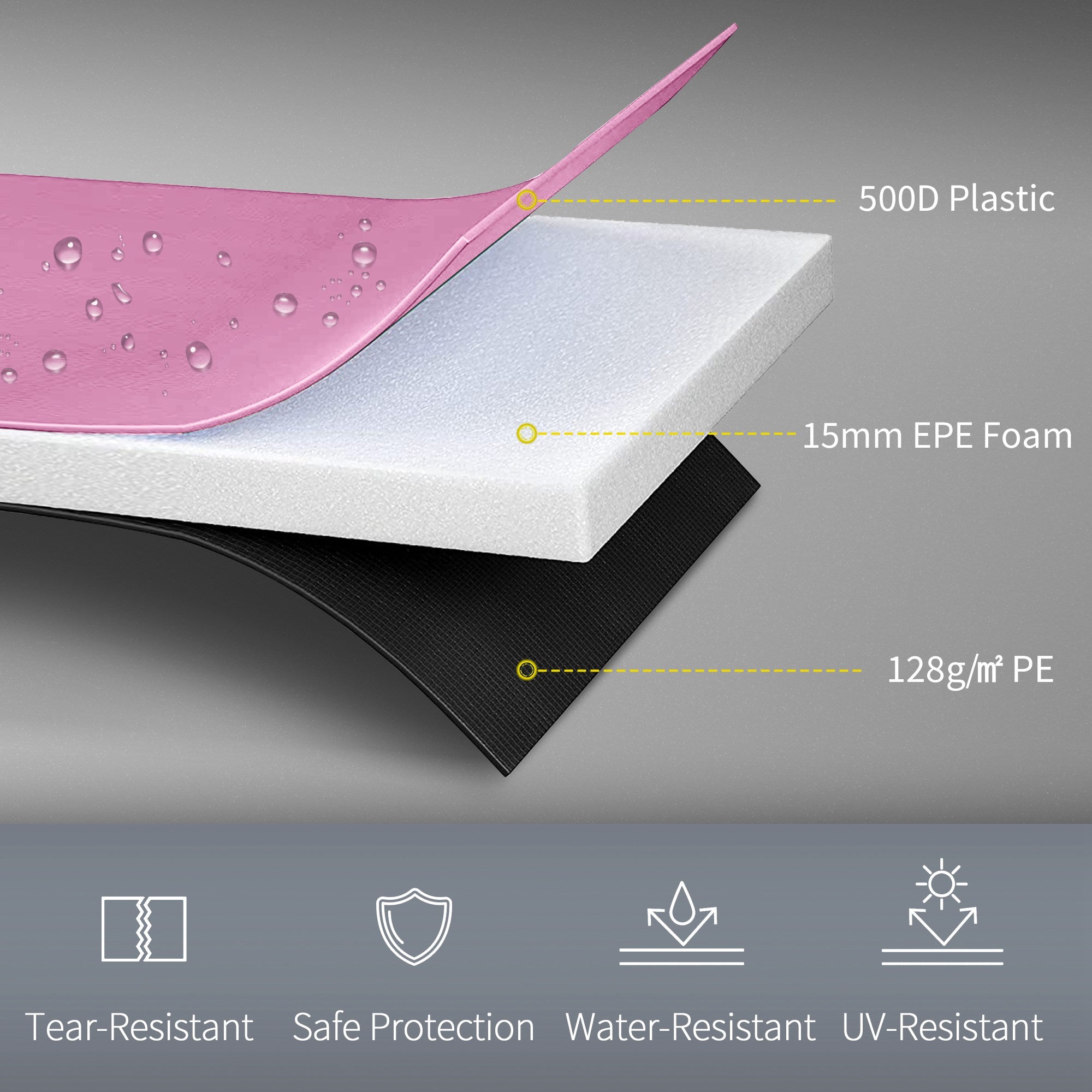 SPORTNOW 10FT Trampoline Spring Cover, Plastic Trampoline Pad Replacement with Elastic Cord, Waterproof, UV Resistant and Tear-Resistant, Pink - North Peak Garden Furniture