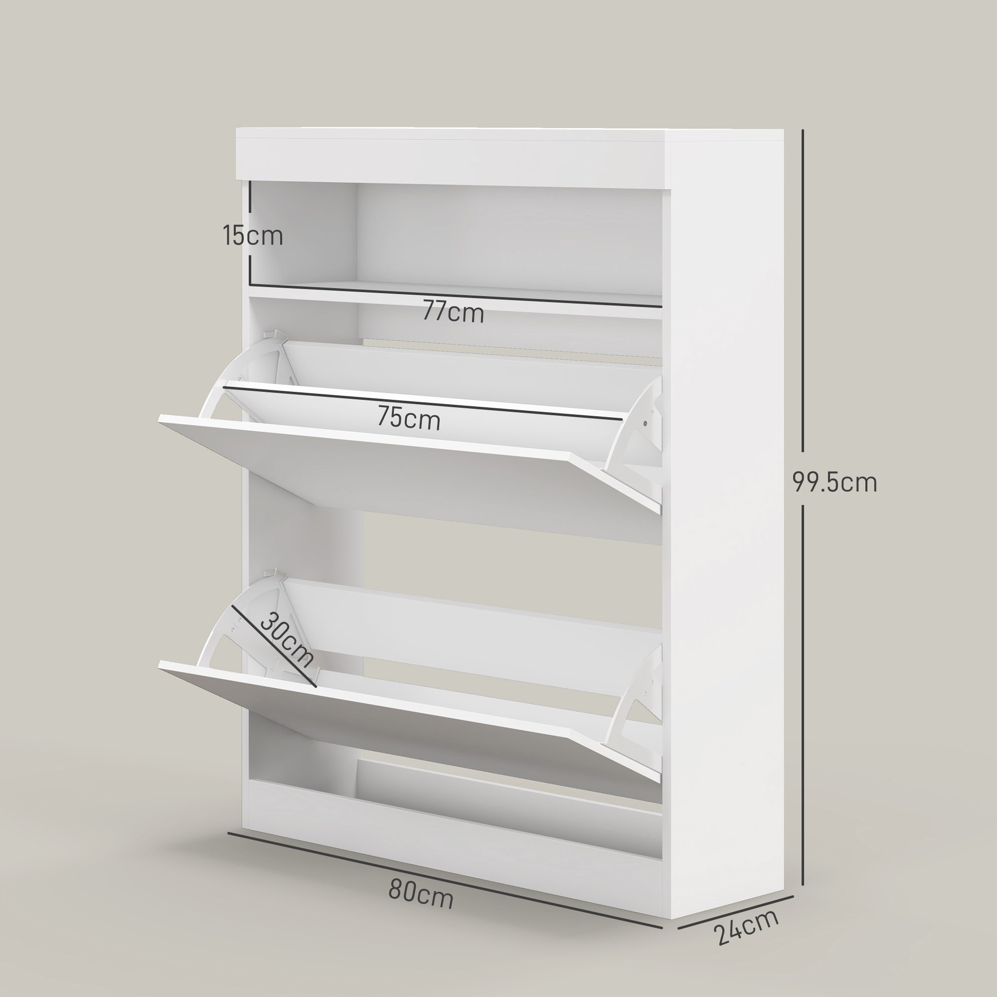 HOMCOM 16 Shoe Pair Storage Cabinet, with Flip Doors - High Gloss White - North Peak Garden Furniture