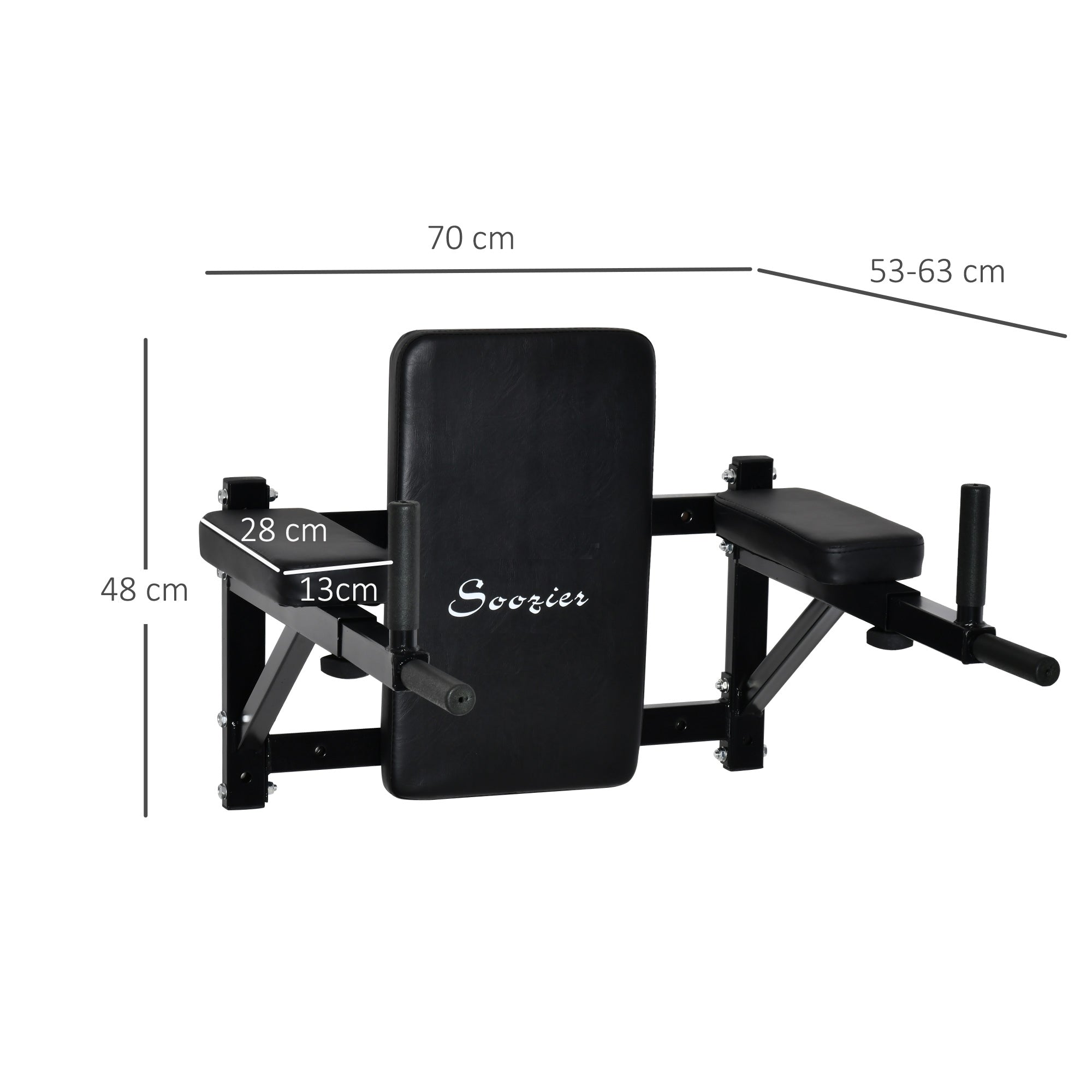 HOMCOM Wall Mounted Dip Station Knee Leg Raise Chin Up Pull Up Rack Home Gym Fitness Exercise Workout Bars New