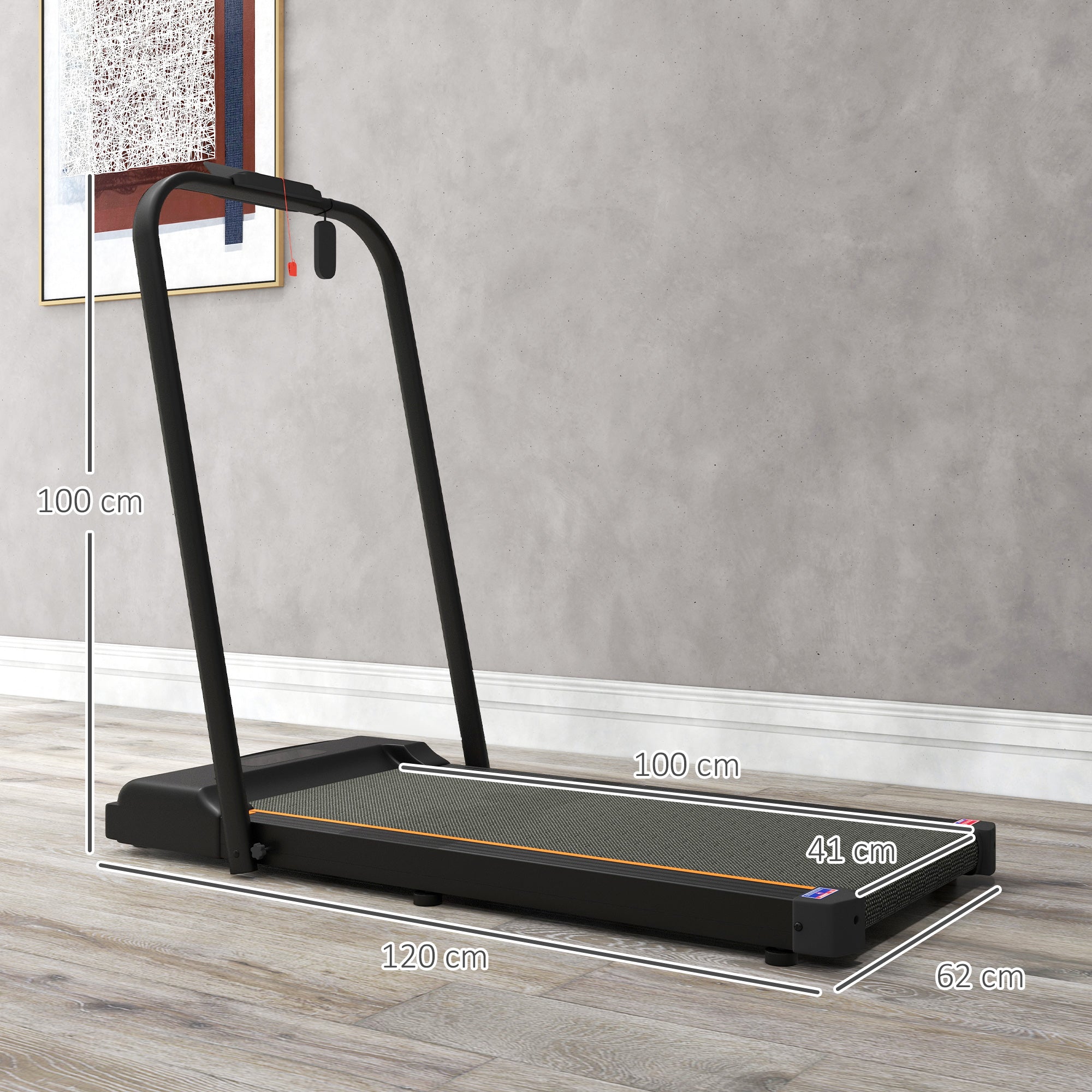 SPORTNOW 2.5HP Walking Pad, 1-6km/h Folding Treadmill with Remote Control and LED Display for Home Gym Office, Orange - North Peak Garden Furniture