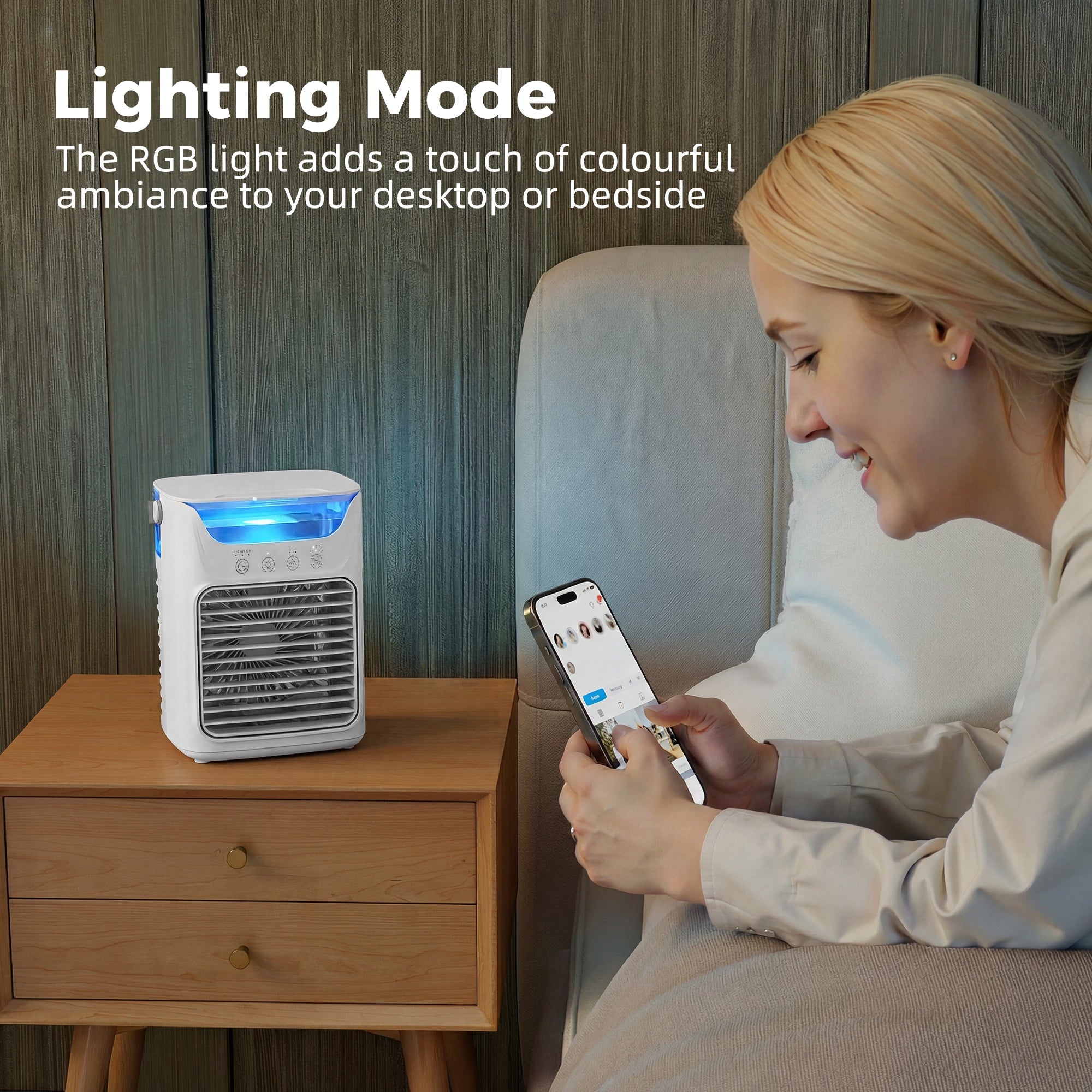 HOMCOM Desk Fan with Adjustable Head, 3-Speed Small Fan with 700ml Water Tank White