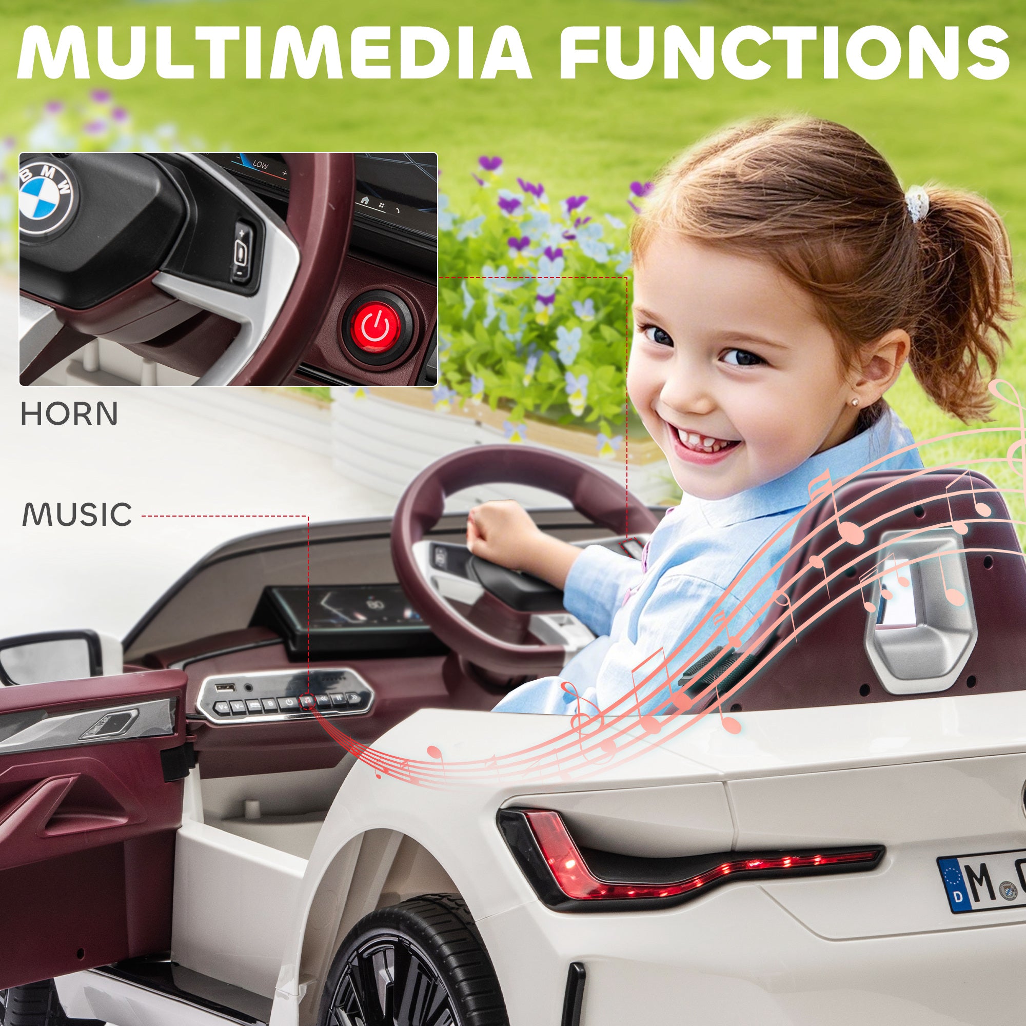 HOMCOM BMW i4 Licensed 12V Kids Electric Ride-On Car