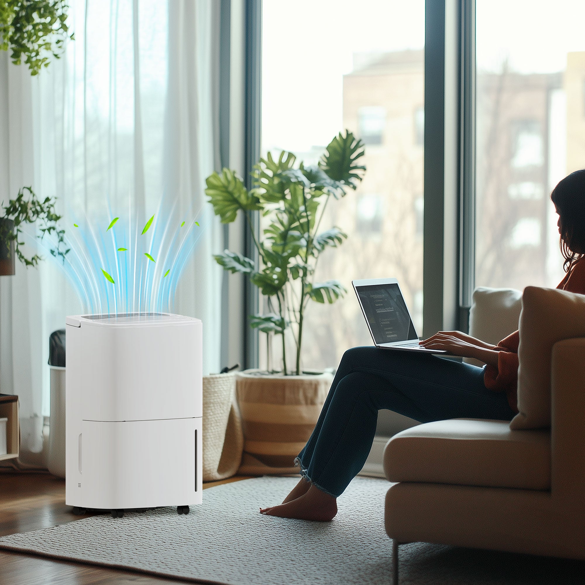 HOMCOM 20L Dehumidifier, with Touch Control - White - North Peak Garden Furniture