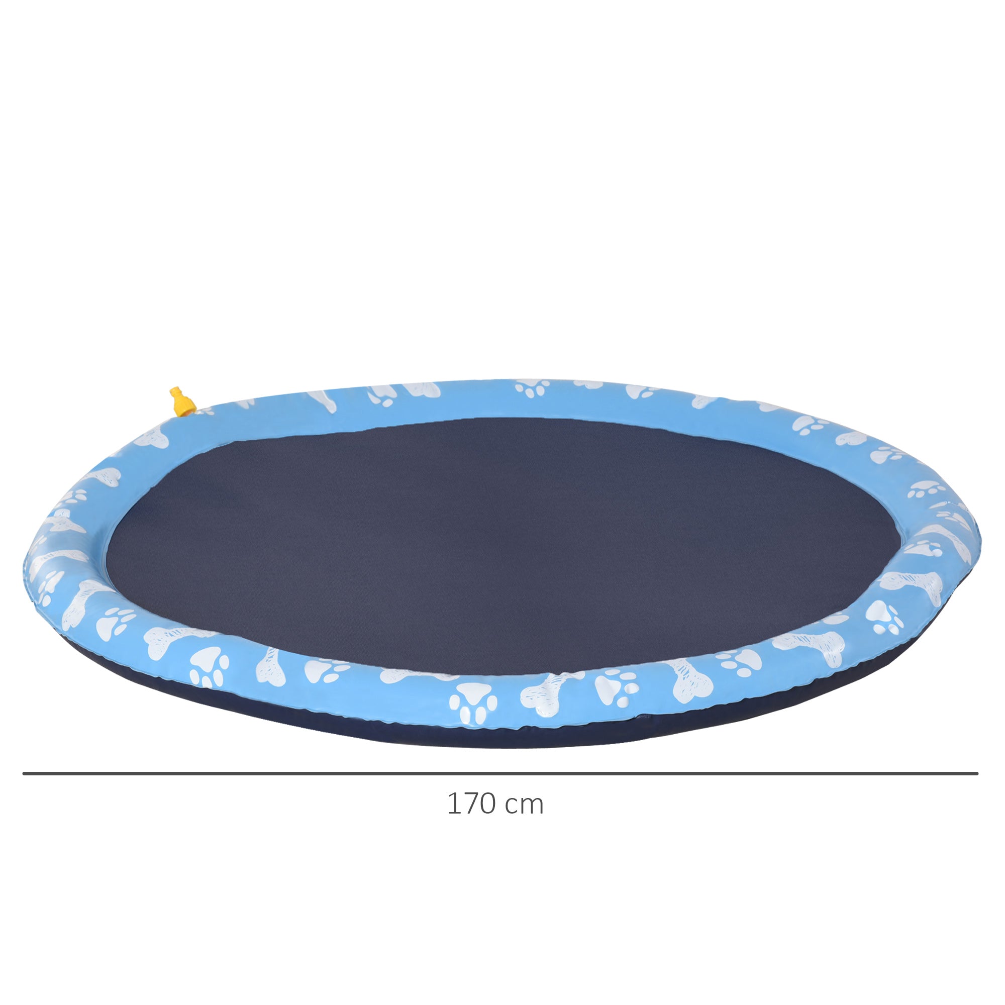 PawHut 170cm Splash Pad Sprinkler for Pets Dog Bath Pool Water Game Mat Toy Non-slip Outdoor Backyard Blue - North Peak Garden Furniture