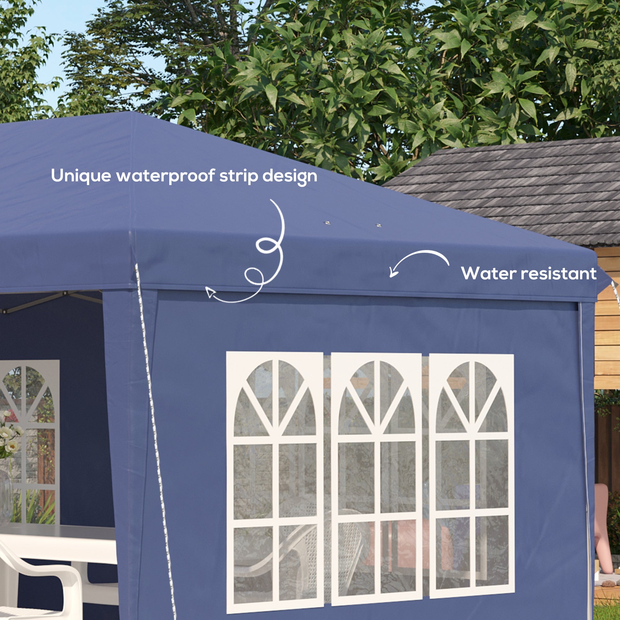Outsunny 3 x 6m Pop Up Gazebo, Height Adjustable Marquee Party Tent with Sidewalls and Storage Bag, Blue - North Peak Garden Furniture
