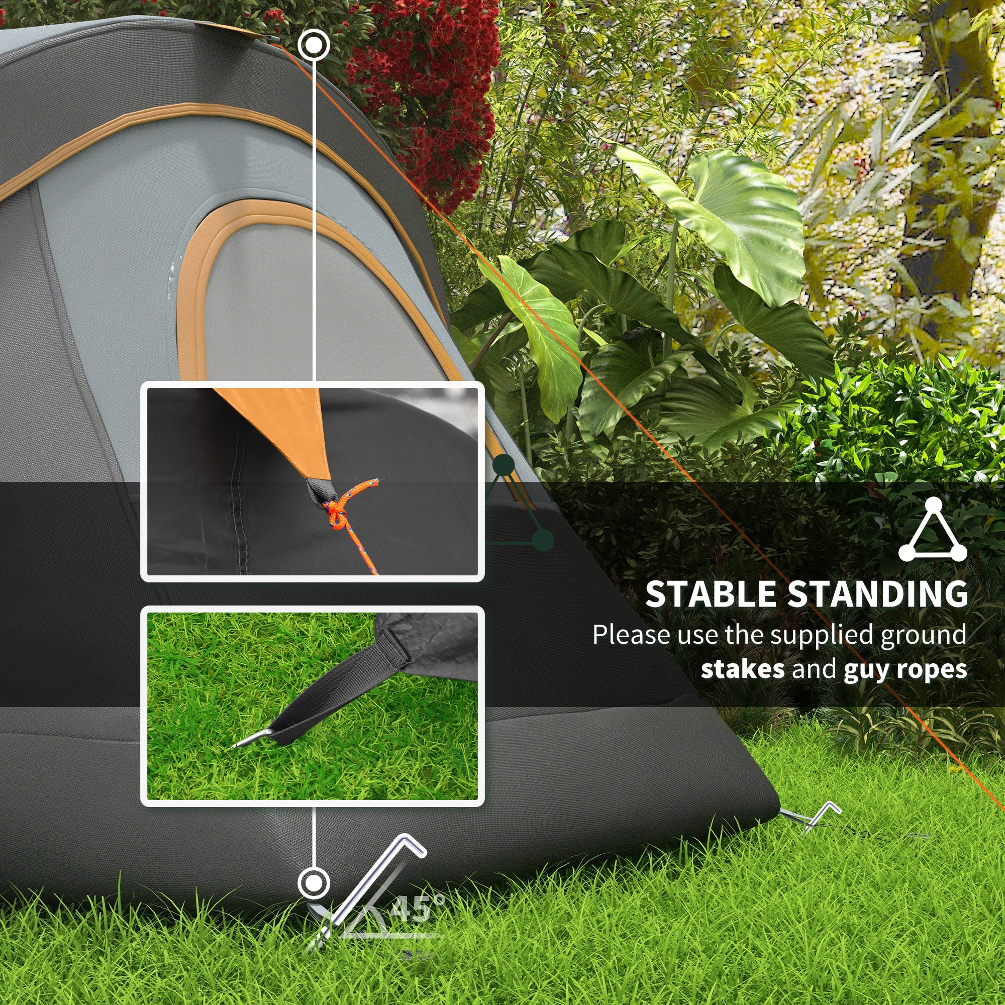 Outsunny 5-6 Man Dome Camping Tent Hiking Shelter UV Protection 3000mm Water Resistant Tunnel Tent - Multicolor - North Peak Garden Furniture