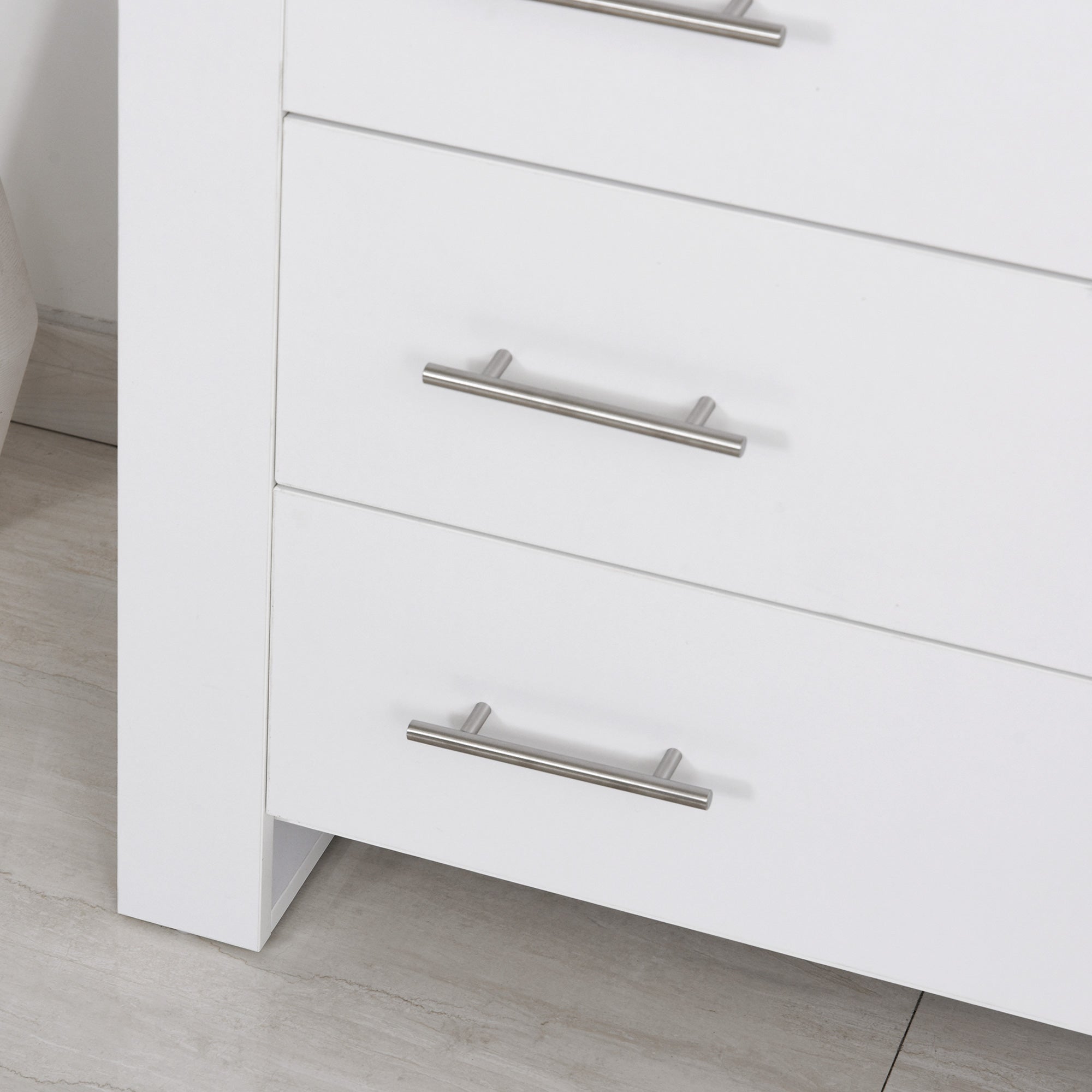 HOMCOM Chest Of 4 Drawers Storage Cabinet Bedroom Clothes w/Metal Handles Base Freestanding Unit Furnishing Living Room White - North Peak Garden Furniture