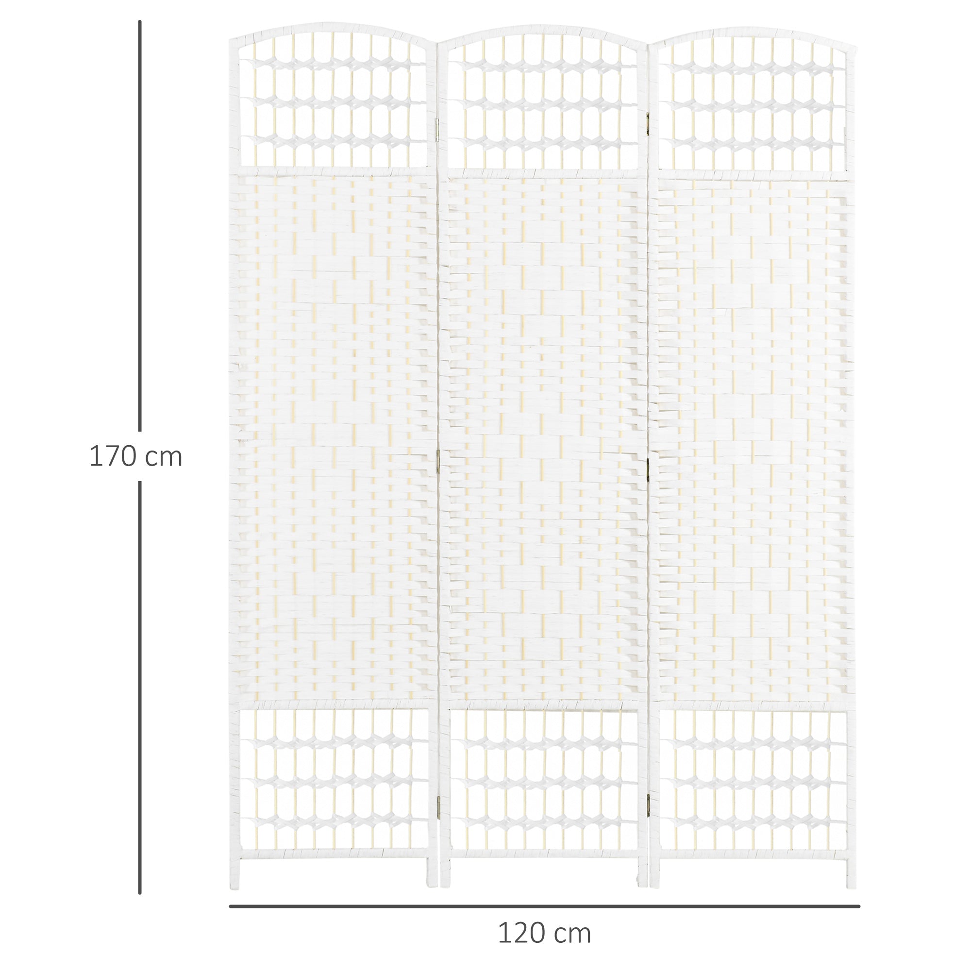 HOMCOM 3 Panel Folding Room Divider, Privacy Screen, Paravent Partition Separator for Living Room, Bedroom, White
