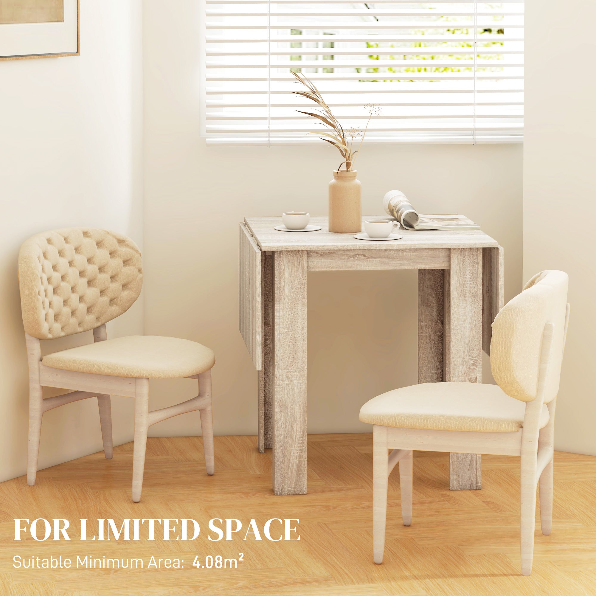 HOMCOM Four-Seater Drop Leaf Dining Table - Wood Effect - North Peak Garden Furniture