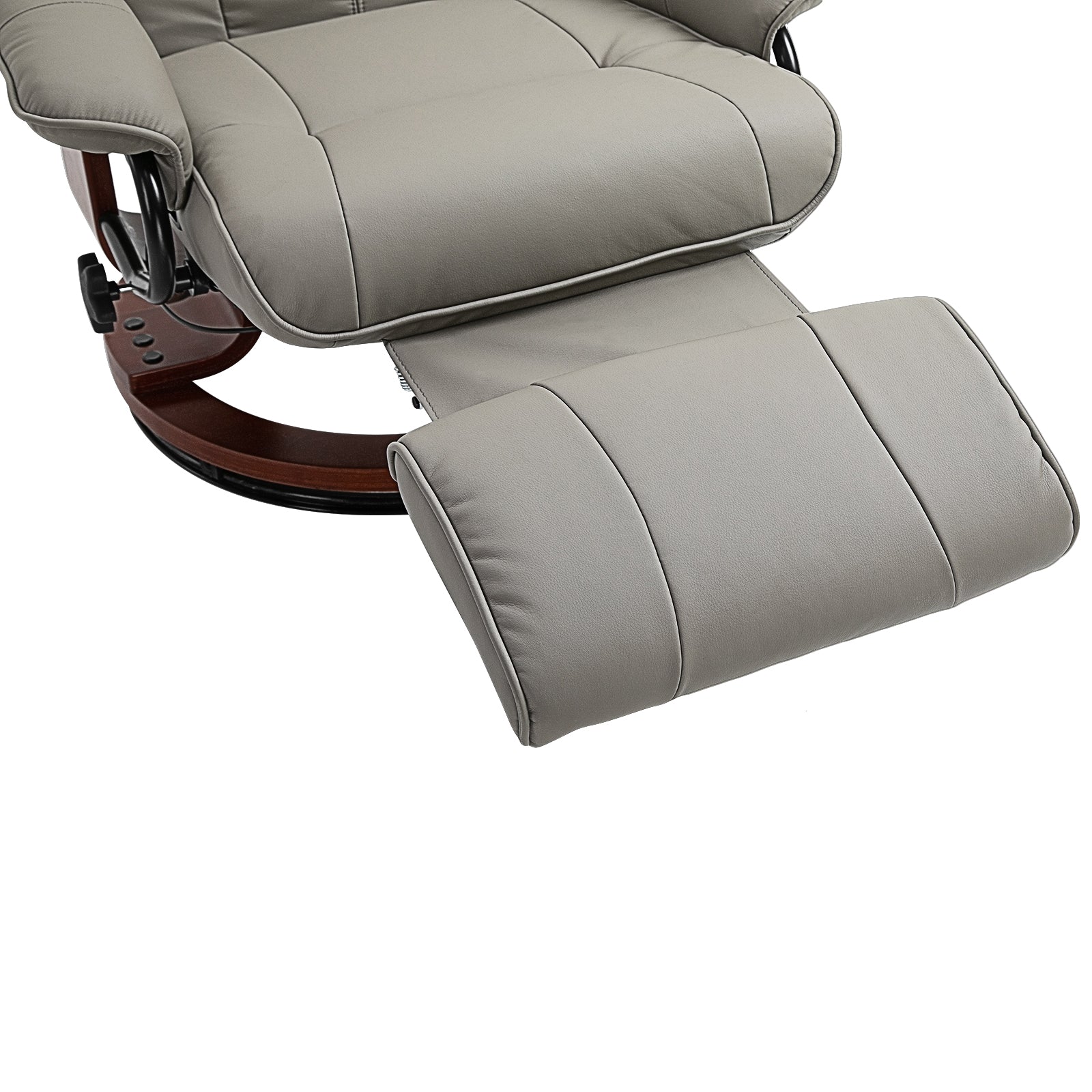 HOMCOM Manual Recliner Chair Armchair Sofa with Faux Leather Upholstered Wooden Base for Living Room Bedroom, Grey - North Peak Garden Furniture