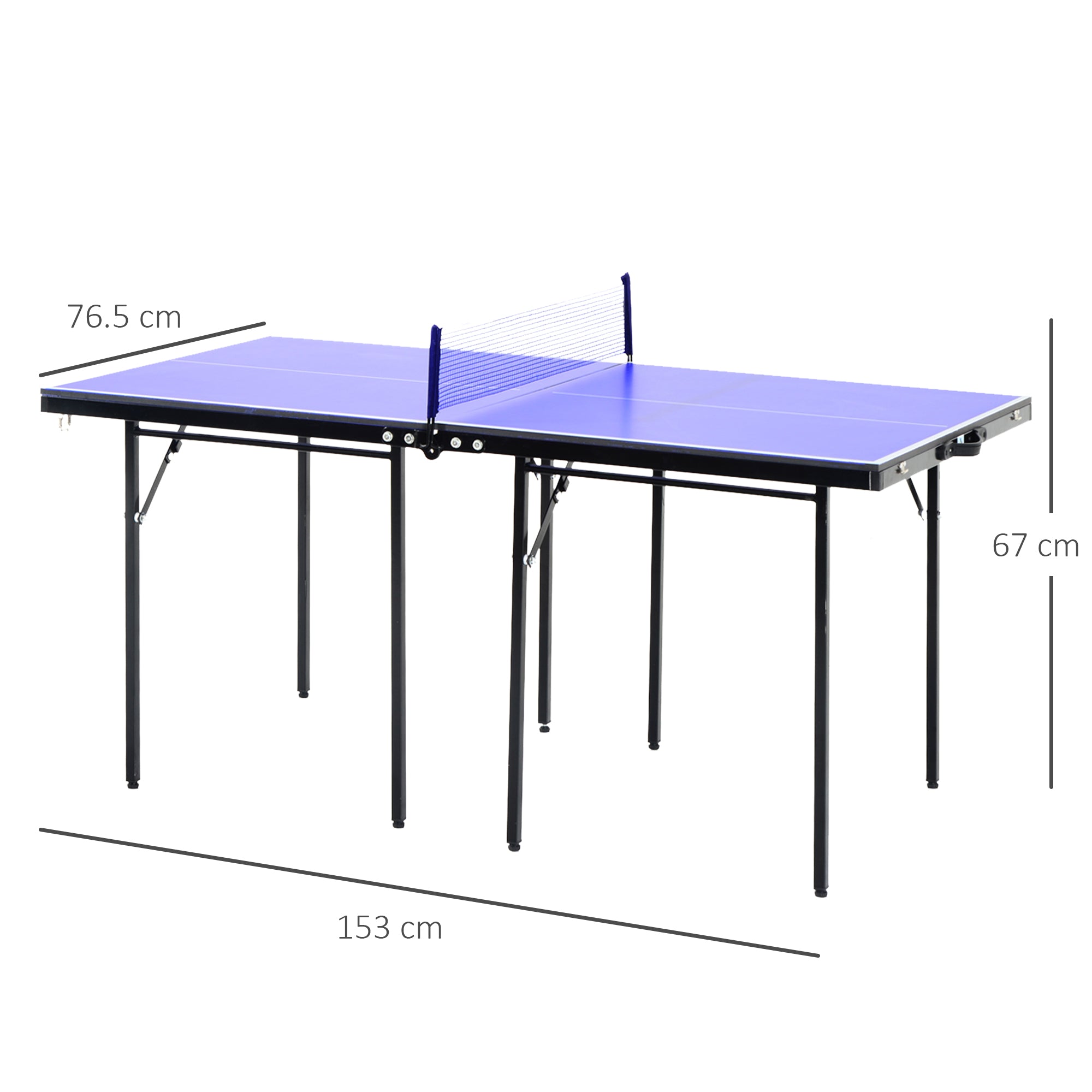 HOMCOM Folding 5ft Mini Compact Table Tennis Top Ping Pong Table Set Professional Net Games Sports Training Play Blue - North Peak Garden Furniture