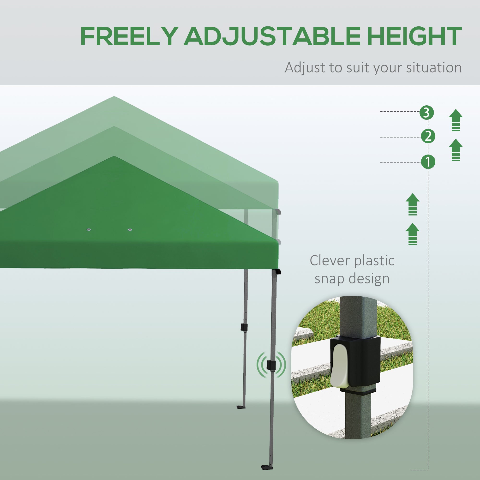 Outsunny 3 x 3m Pop-Up Gazebo, with Accessories - Green - North Peak Garden Furniture