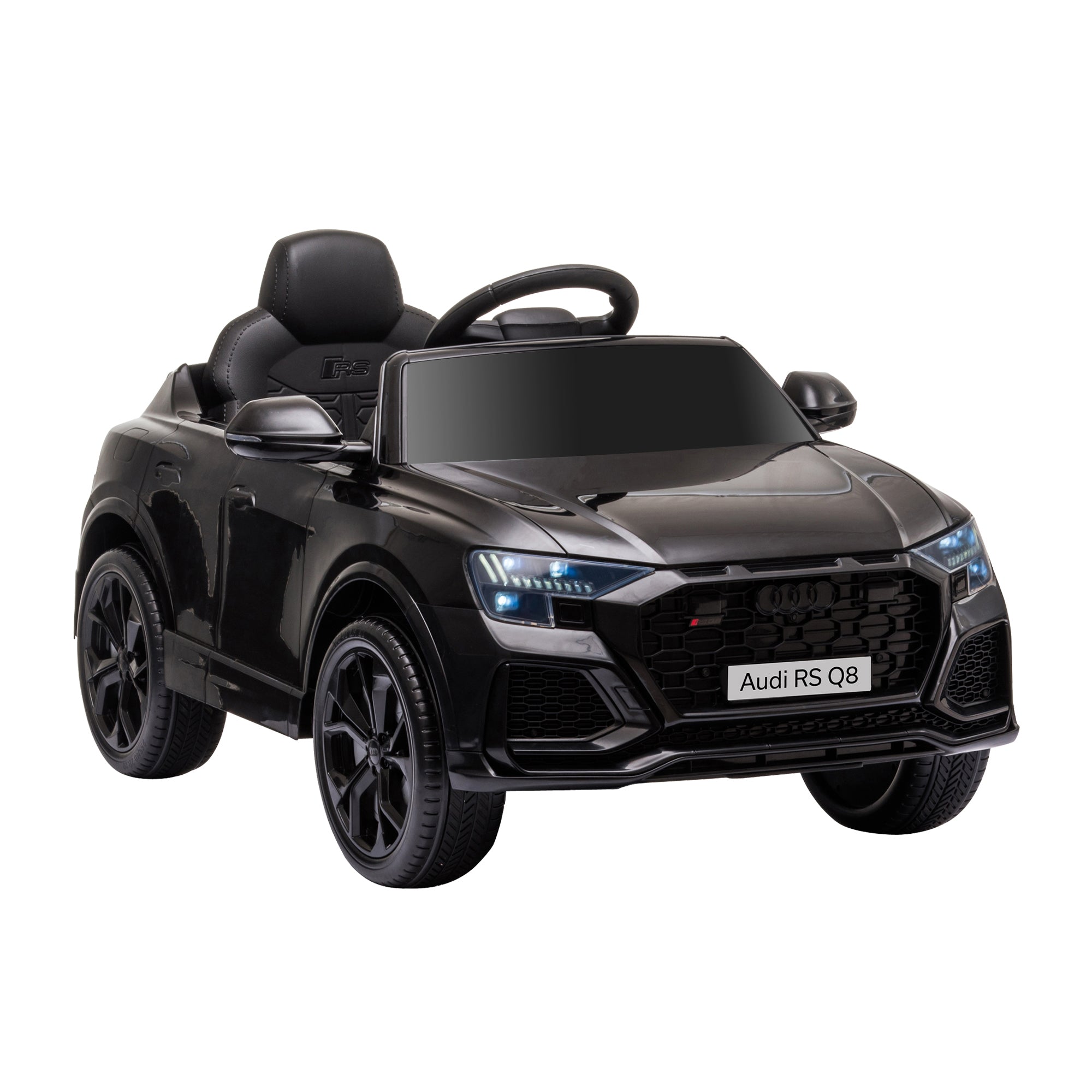 HOMCOM Audi RS Q8 Licensed 6V Kids Electric Ride On Car Toy Car with Remote Control Music Lights USB MP3 for 3-5 Years Old Black - North Peak Garden Furniture