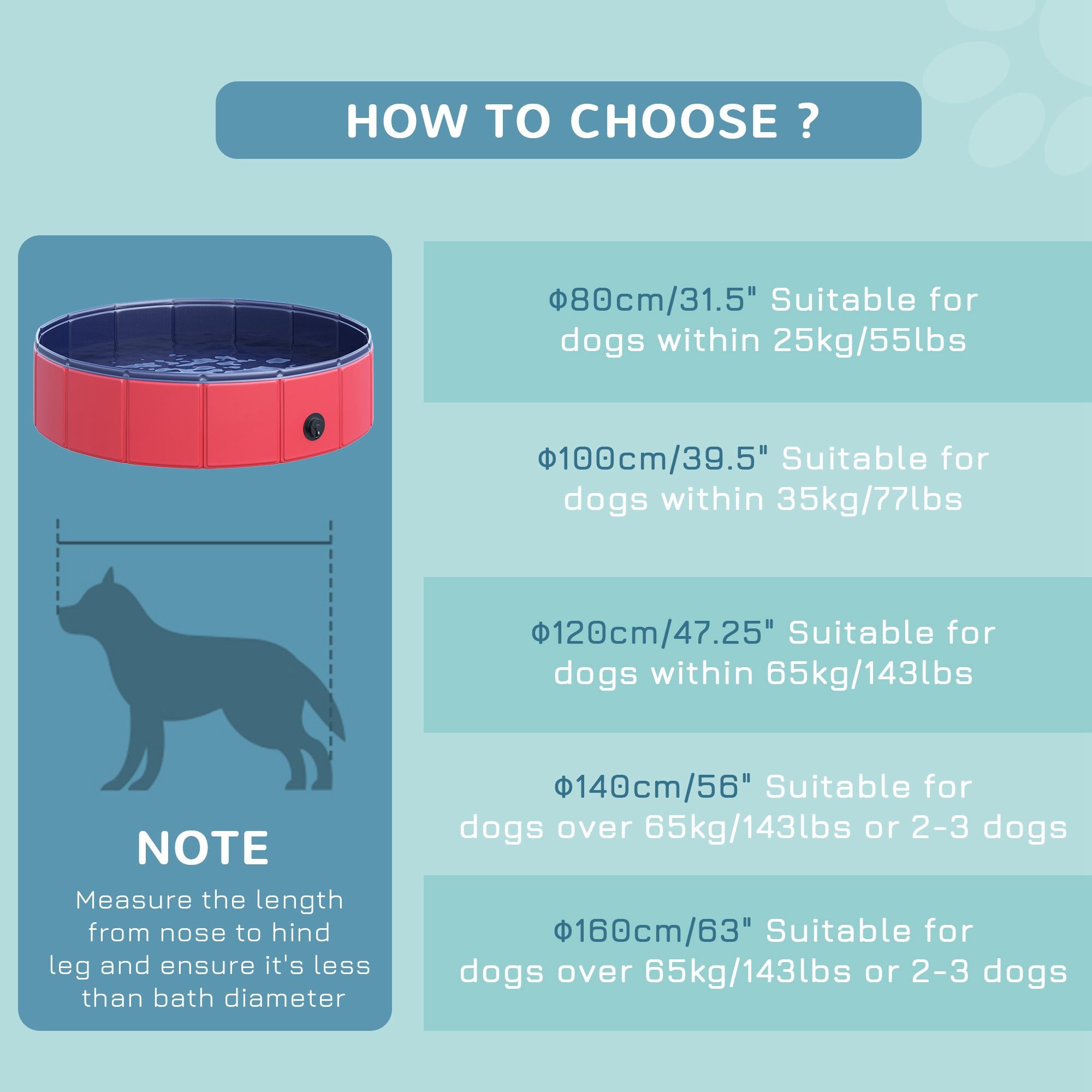 PawHut Foldable Dog Paddling Pool Pet Cat Swimming Pool Indoor/Outdoor Collapsible Summer Bathing Tub Shower Tub Puppy Washer (Φ80 × 20H cm, Red) - North Peak Garden Furniture