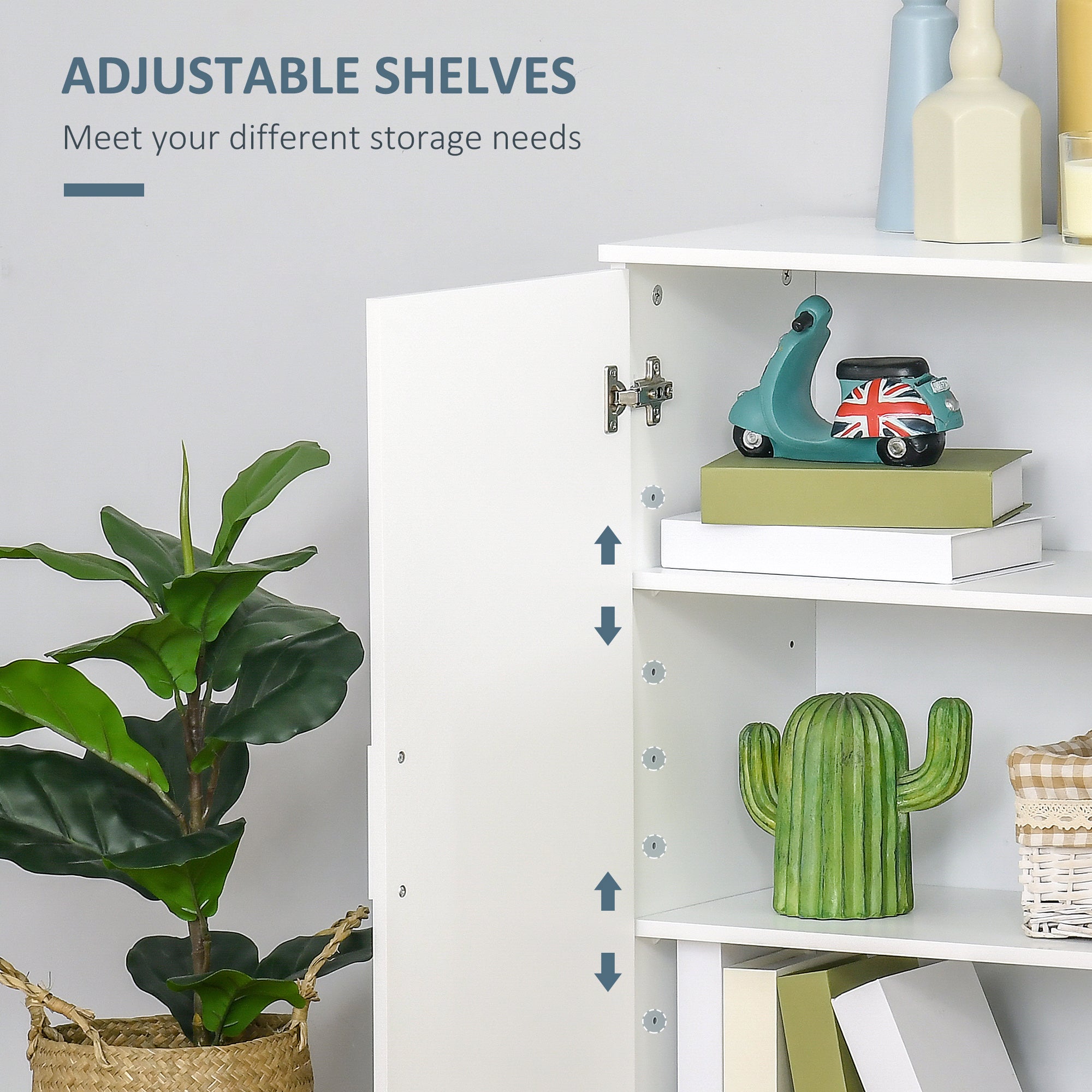 kleankin Modern Bathroom Floor Cabinet, Free Standing Linen Cabinet, Storage Cupboard with 3 Tier Shelves, White - North Peak Garden Furniture