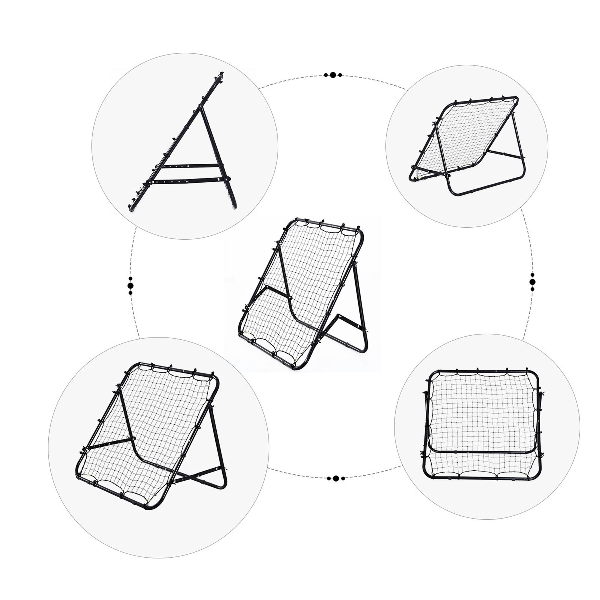 HOMCOM Adjustable Rebounder Net Kickback Target Goal for Teens Adults Training, Black - North Peak Garden Furniture