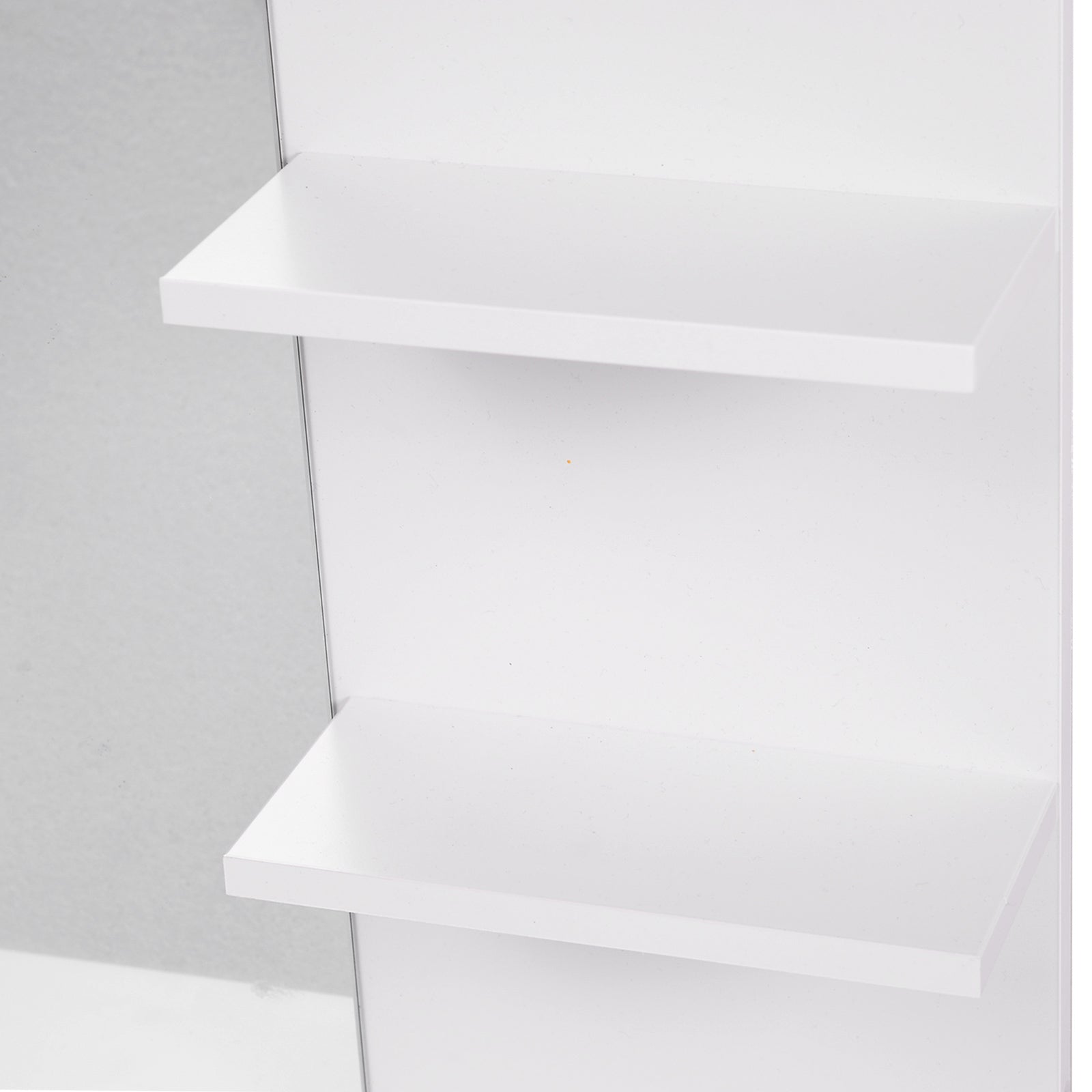 kleankin Modern Bathroom Mirror, Wall-mounted Vanity Mirror with 3 Tiers Storage Shelves for Make Up, White - North Peak Garden Furniture