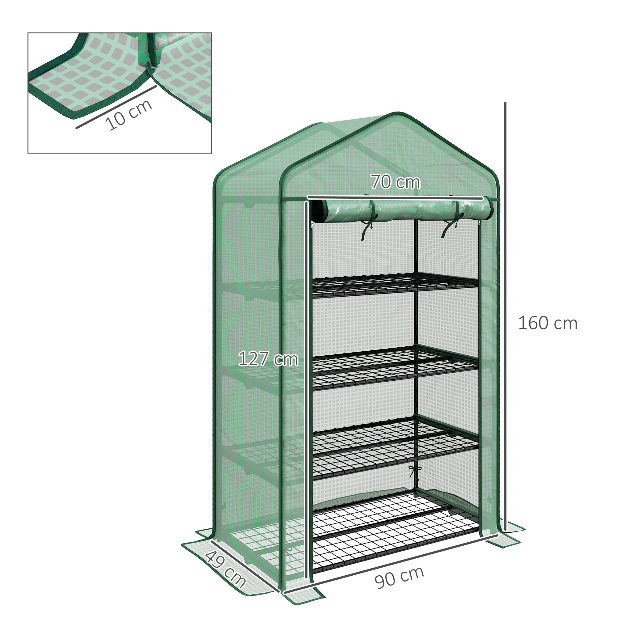 Outsunny Four-Tier Mini Greenhouse, with Reinforced Plastic Cover - North Peak Garden Furniture
