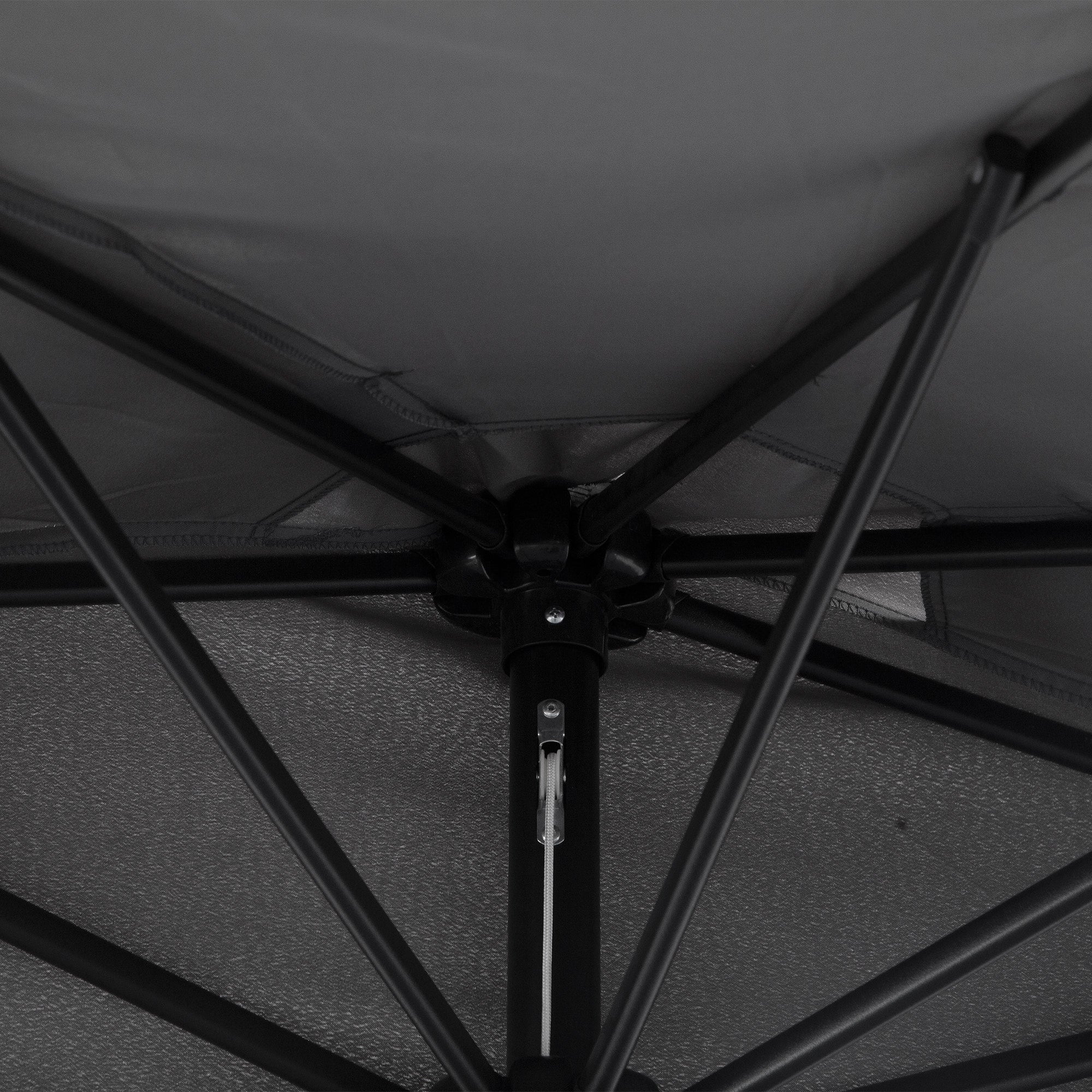Outsunny 3(m) Half Parasol Semi Round Umbrella Patio Metal Frame Crank Handle for Balcony-- NO BASE INCLUDED, Grey - North Peak Garden Furniture