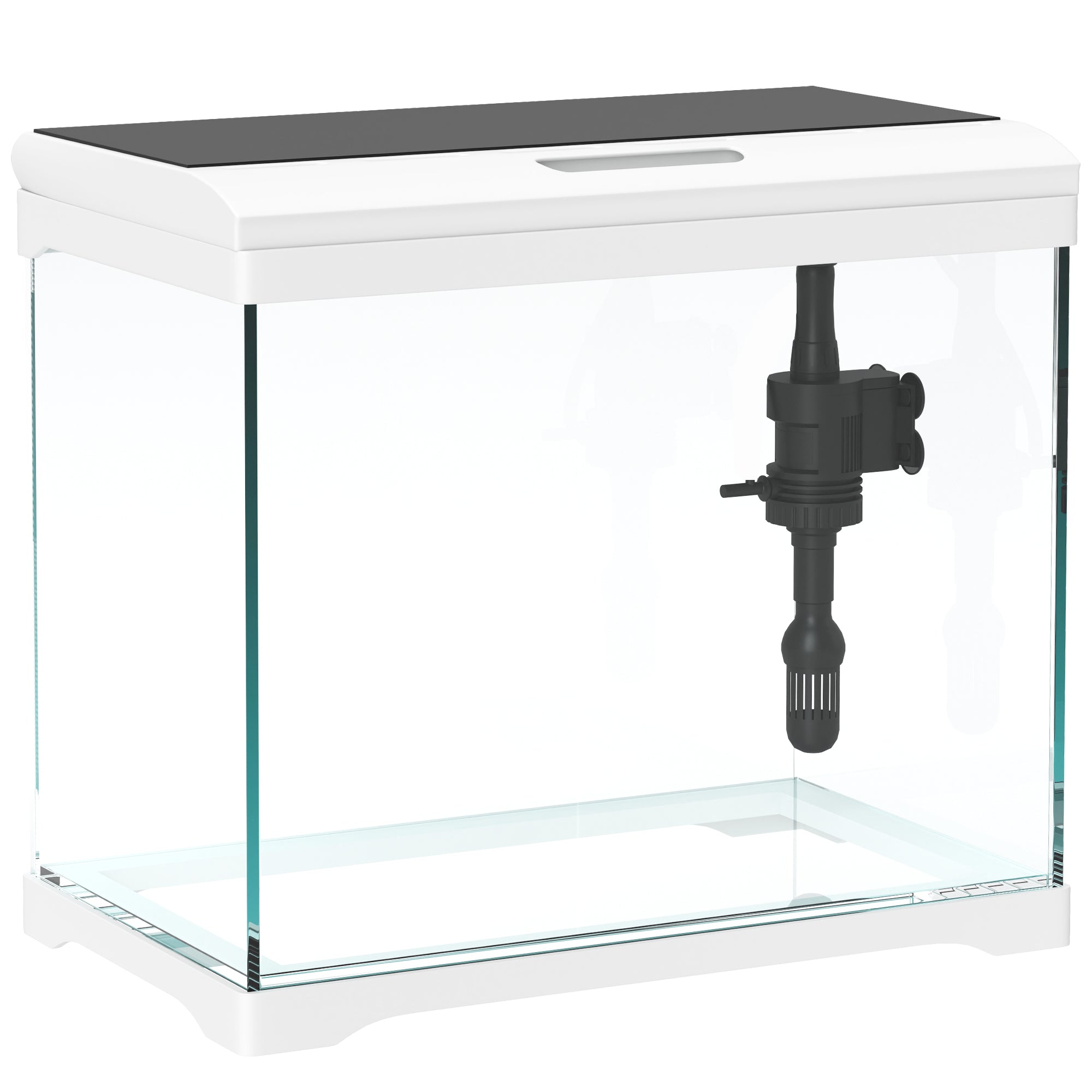 PawHut 27L Glass Fish Tank with Filter System, LED Light, Water Pump, for Betta, Goldfish, Shrimps, White - North Peak Garden Furniture