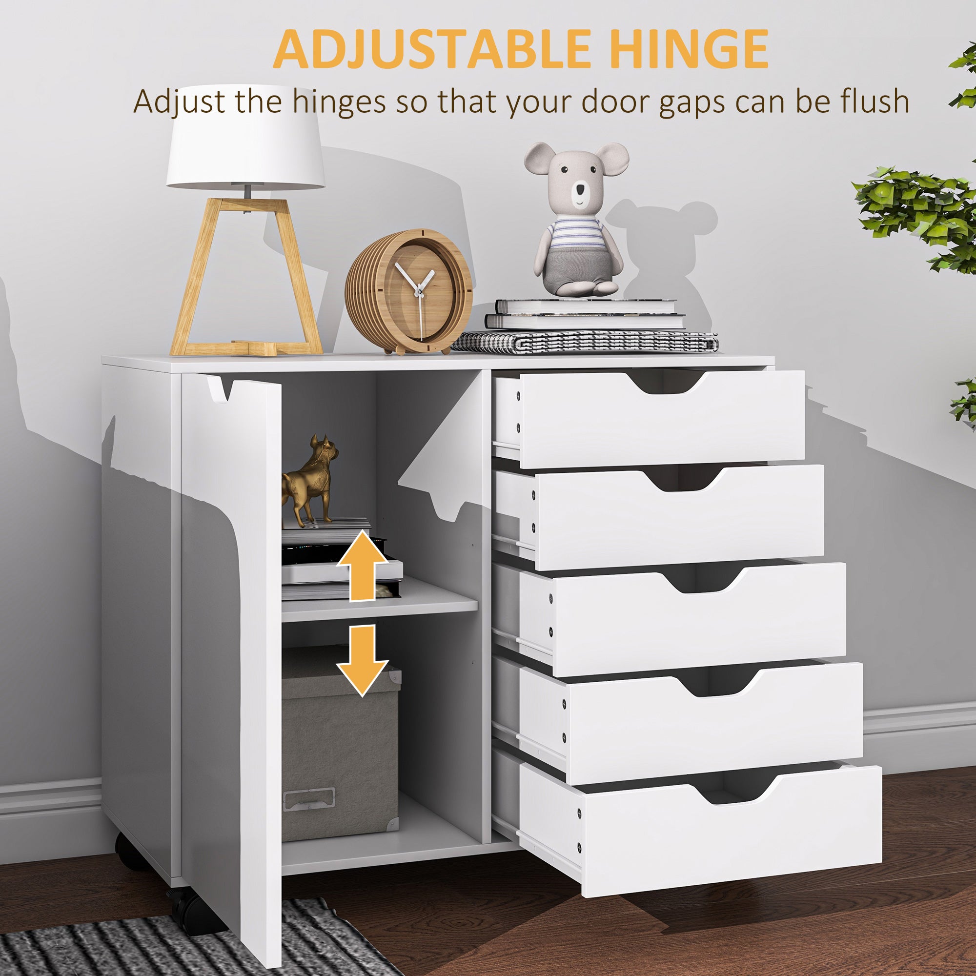 HOMCOM Multi-Storage Mobile Office Storage Cabinet - White - North Peak Garden Furniture