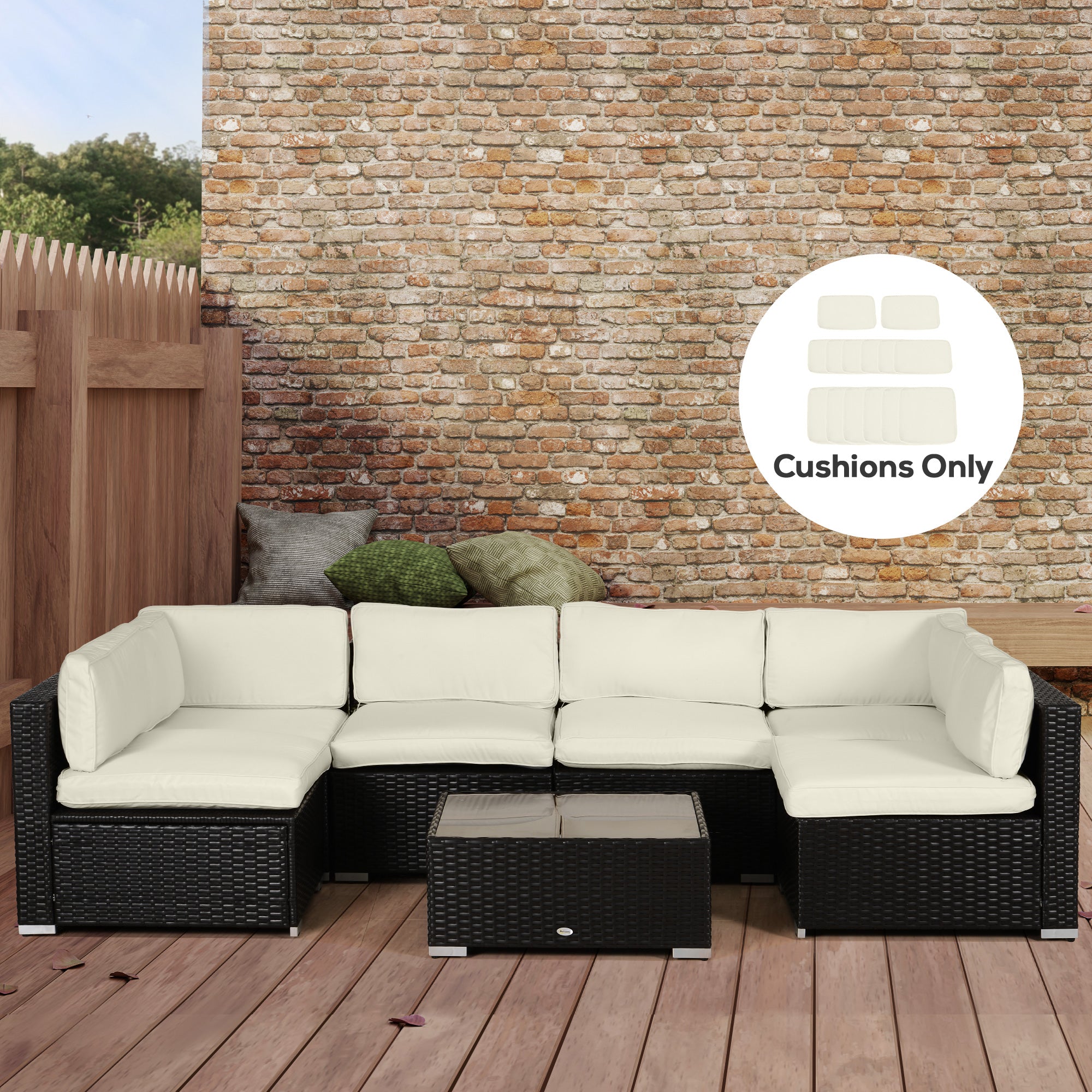 Outsunny Garden Rattan Sofa Cushion Polyester Cover Replacement Outdoor- No Cushion Included Beige