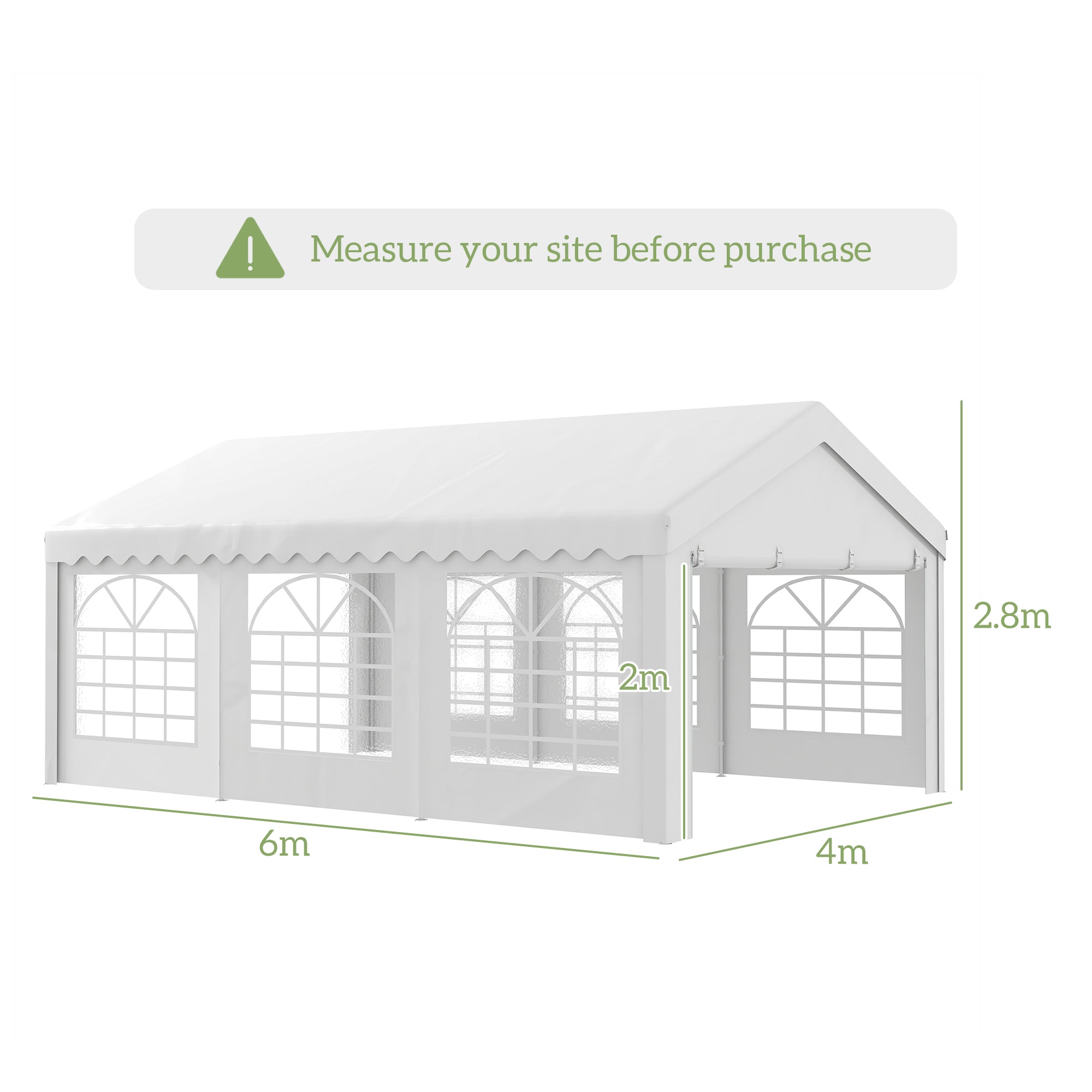 Outsunny 6m x 4 m Garden Gazebo Portable Carport Shelter w/ Removable Sidewalls & Doors Party Tent Shelter Car Canopy - North Peak Garden Furniture