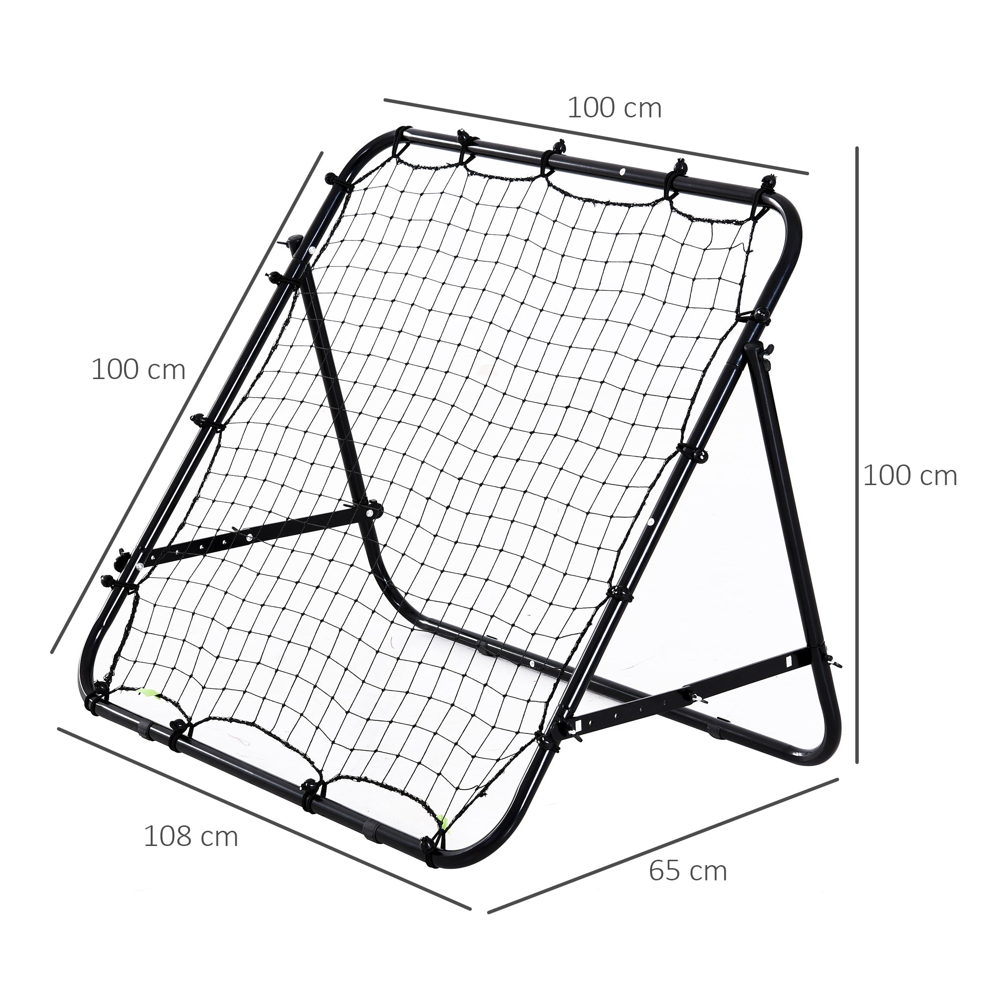 HOMCOM Adjustable Rebounder Net Kickback Target Goal for Teens Adults Training, Black - North Peak Garden Furniture