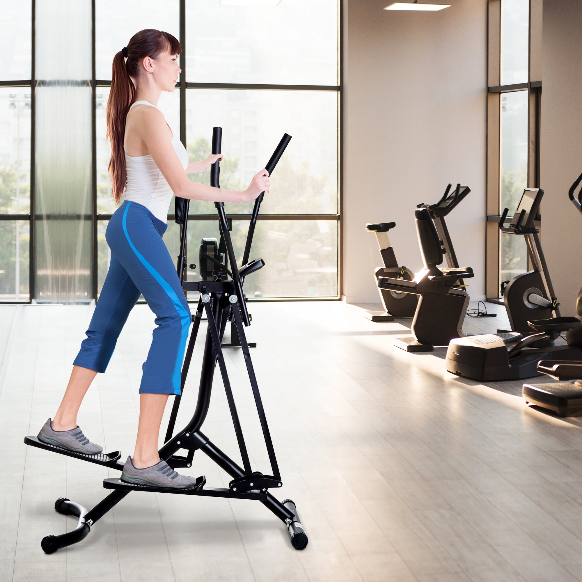 HOMCOM Air Walker Glider, Cross Trainer Fitness Machine, with LCD, for Home Gym, Black - North Peak Garden Furniture