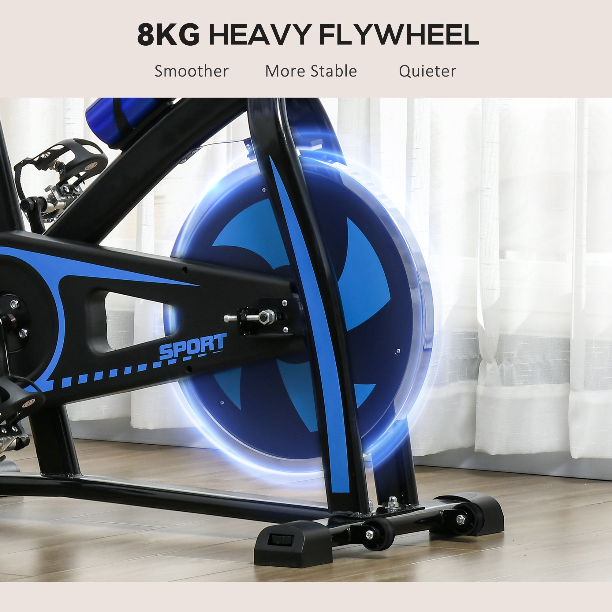 SPORTNOW Exercise Bike, Indoor Stationary Bike, Cycling Machine with Adjustable Seat and Resistance for Home Gym Workout, Blue - North Peak Garden Furniture