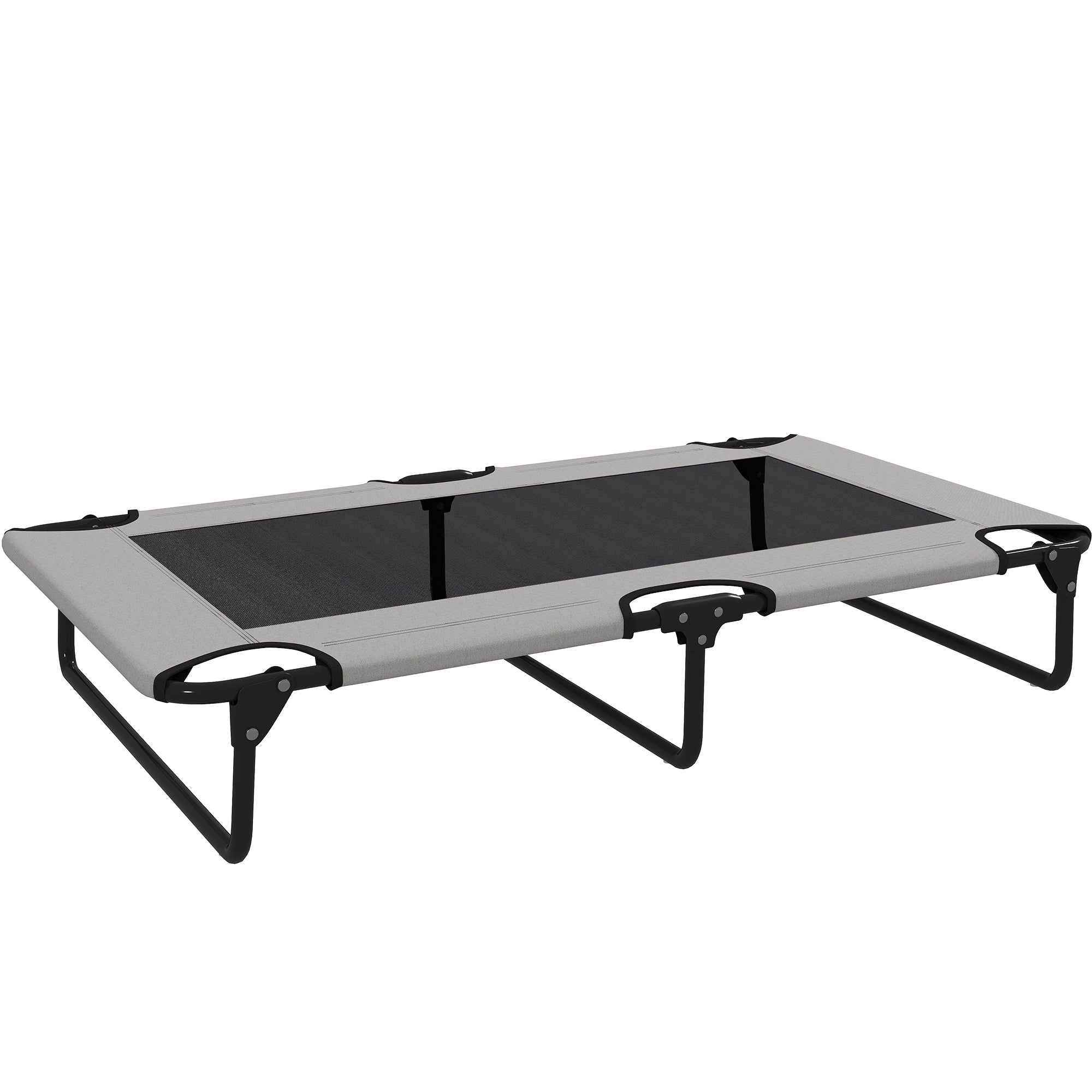PawHut Portable Raised Dog Bed, Elevated Pet Cot with Breathable Mesh for Indoor Outdoor, for Large Dogs, Light Grey - North Peak Garden Furniture