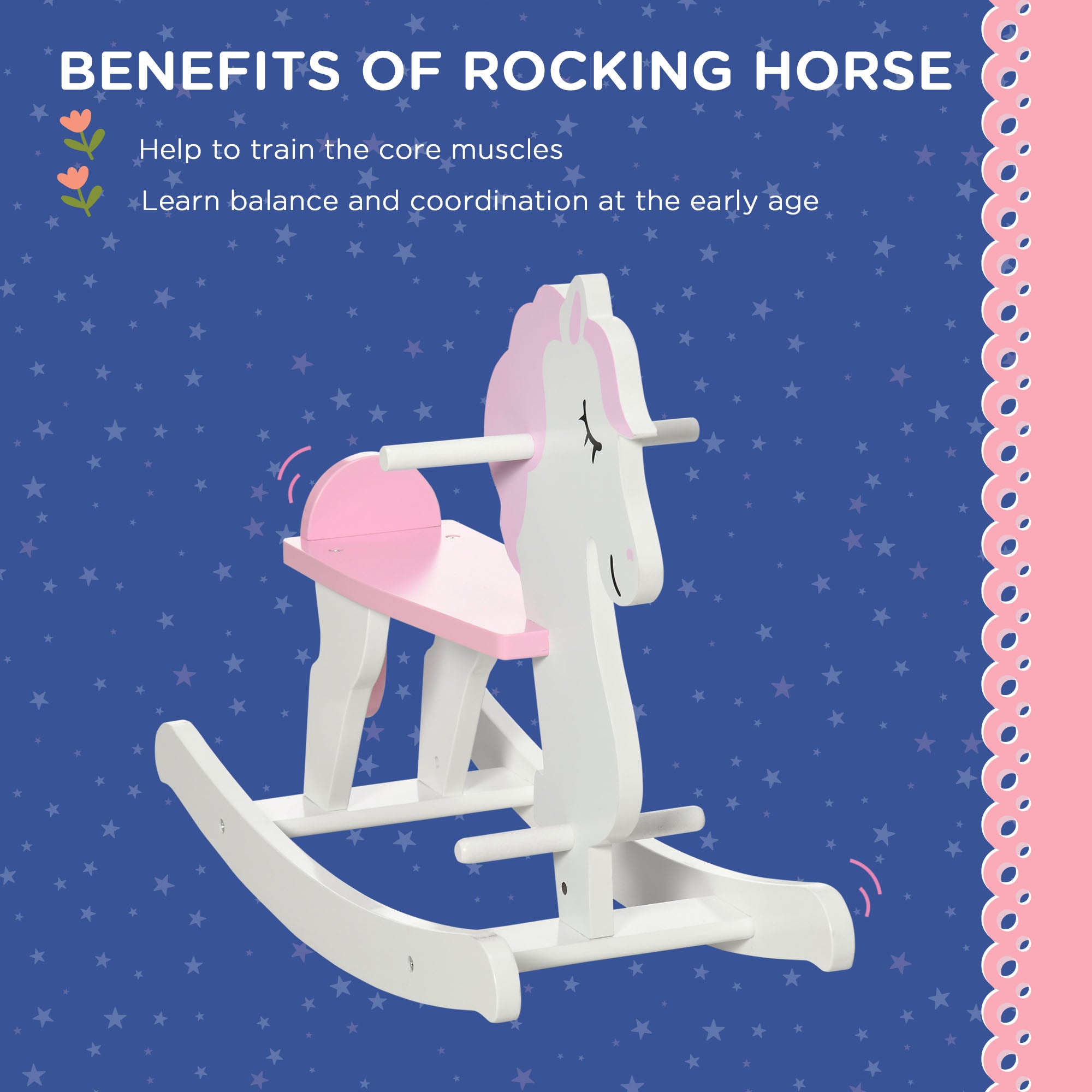 HOMCOM Kids Rocking Horse, with Handlebar, Foot Pedal - Pink - North Peak Garden Furniture