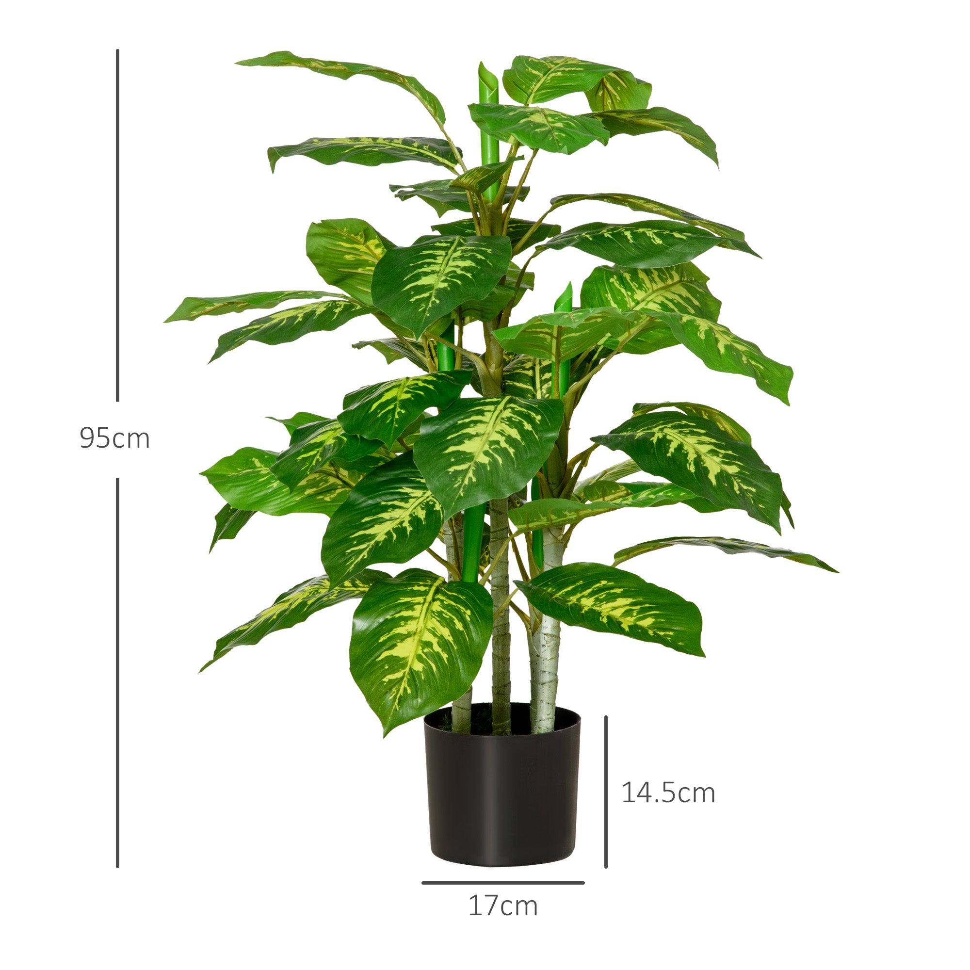 HOMCOM 2 PCs Artificial Evergreen Tree Fake Decorative Plant in Nursery Pot for Indoor Outdoor Décor, Green - North Peak Garden Furniture