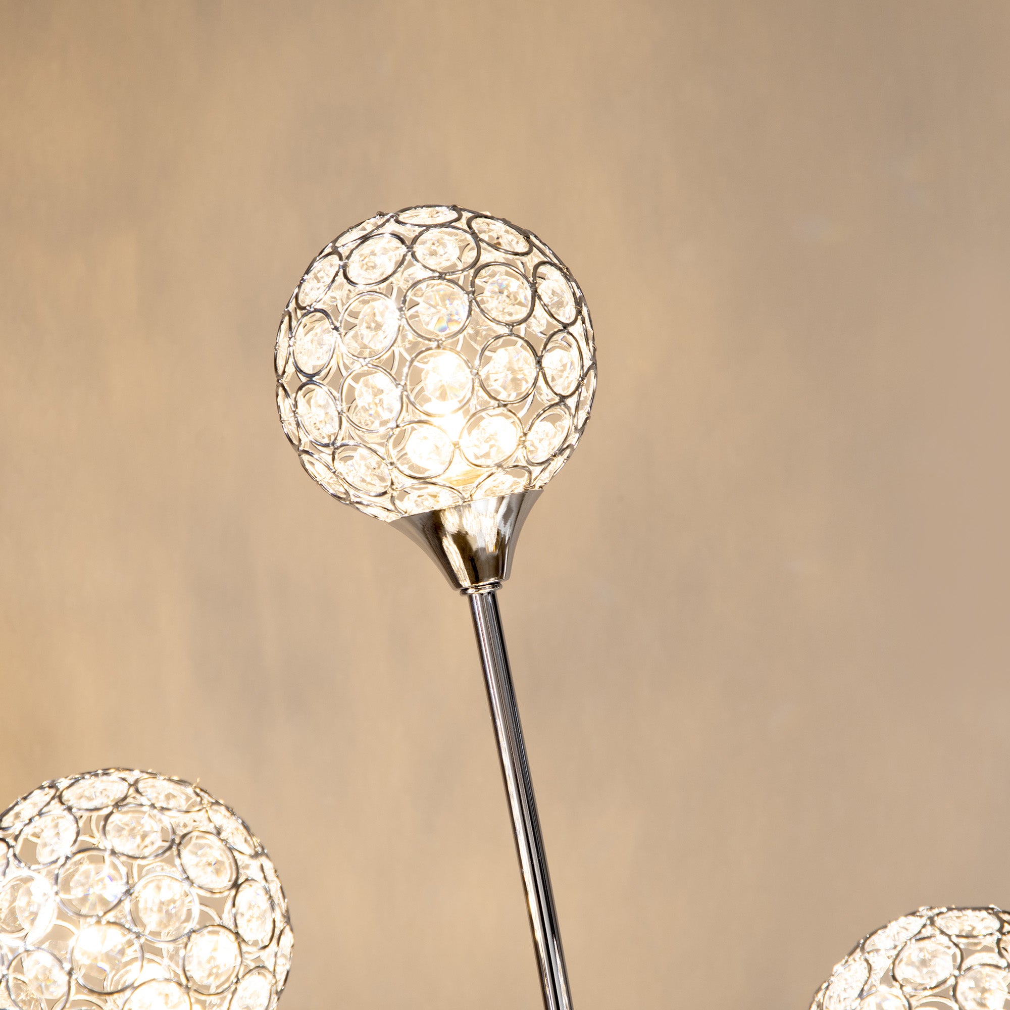 HOMCOM Crystal Floor Lamps for Living Room Bedroom with 5 Light, Modern Upright Standing Lamp, 34x25x156cm, Silver - North Peak Garden Furniture